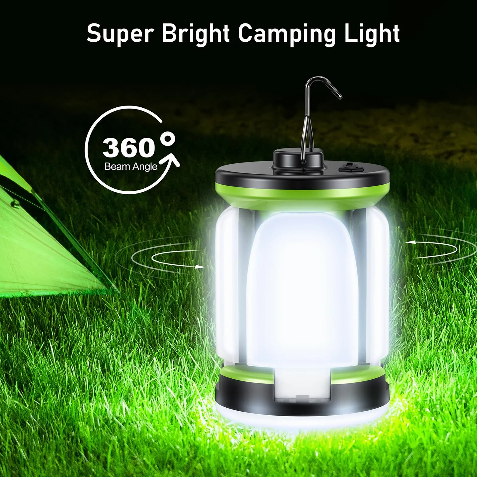 Blukar Lampada Campeggio Ricaricabile 60 LED Super Luminoso Luce Campeggio Portatile 7 Modalità Lunga Durata