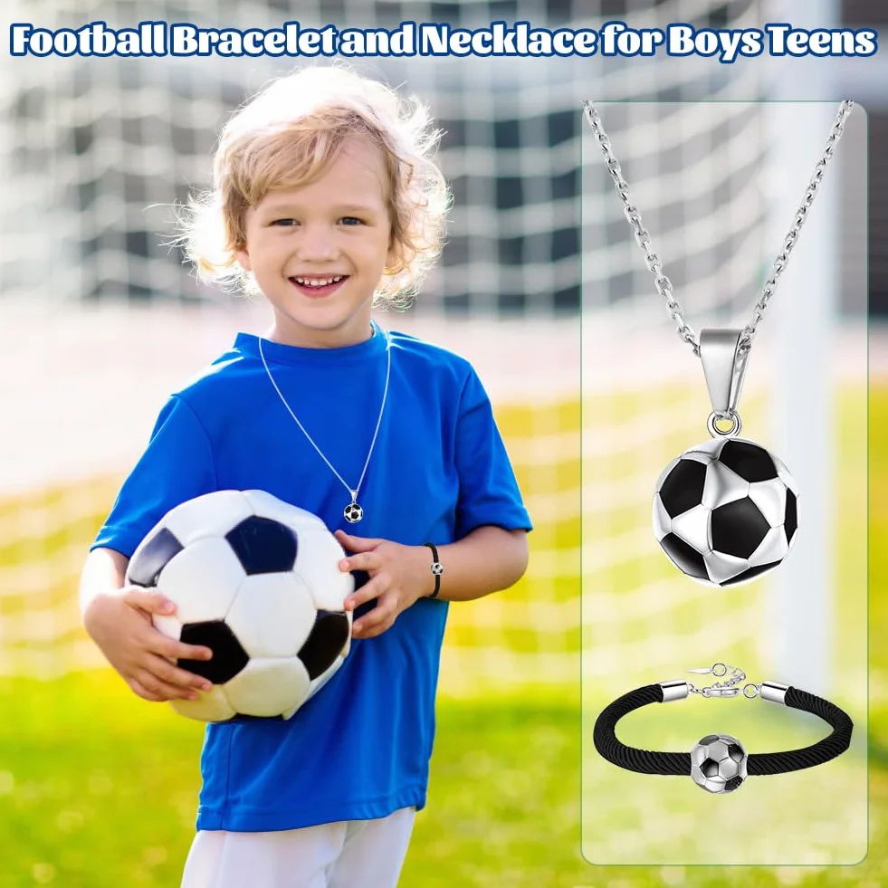 SwirlColor Bracciale da Calcio in Acciaio Inox Regolabile Intrecciato per Bambini