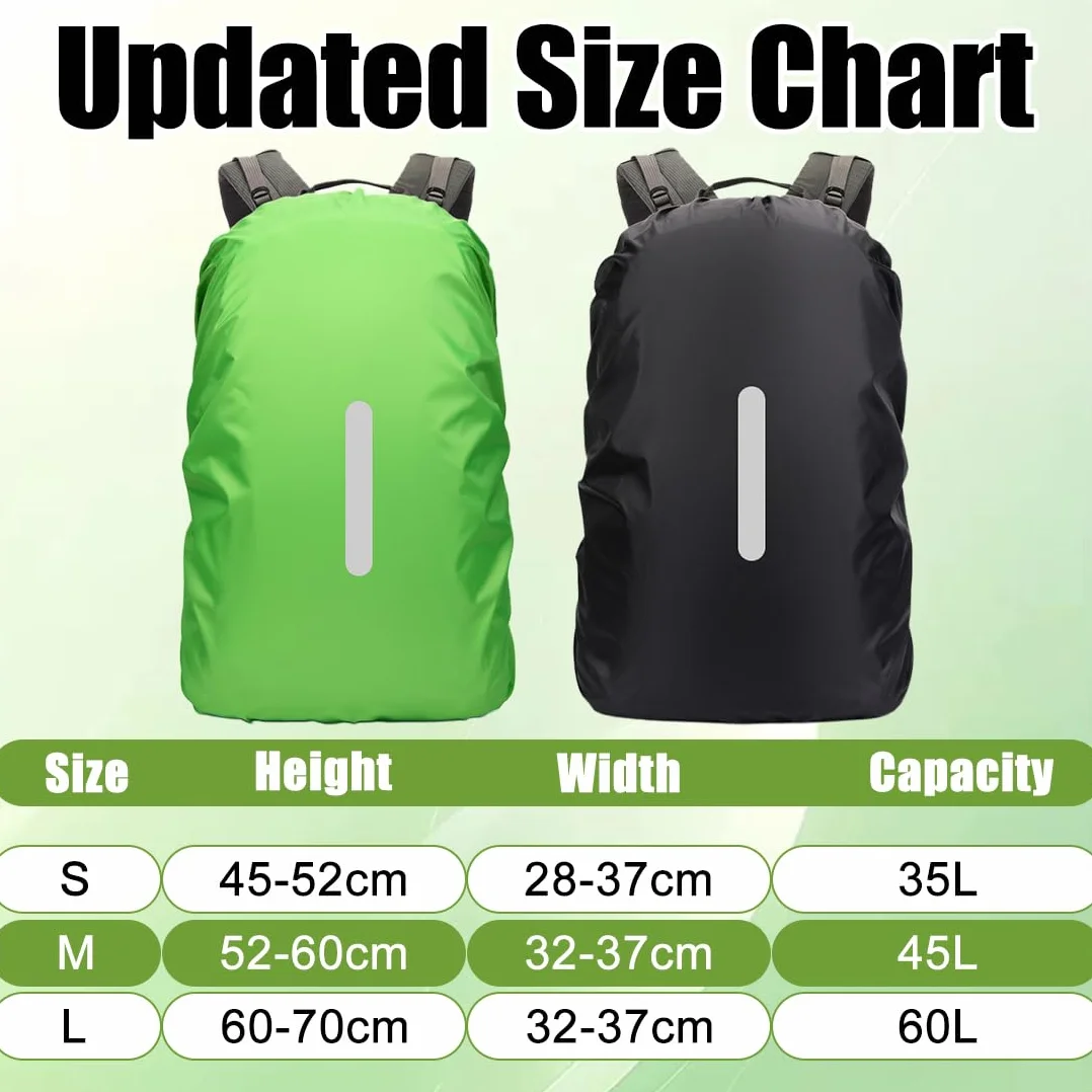 Parapioggia Zaino Impermeabile 45L con Strisce Riflettenti, Copertura Antipioggia per Escursionismo Campeggio Ciclismo