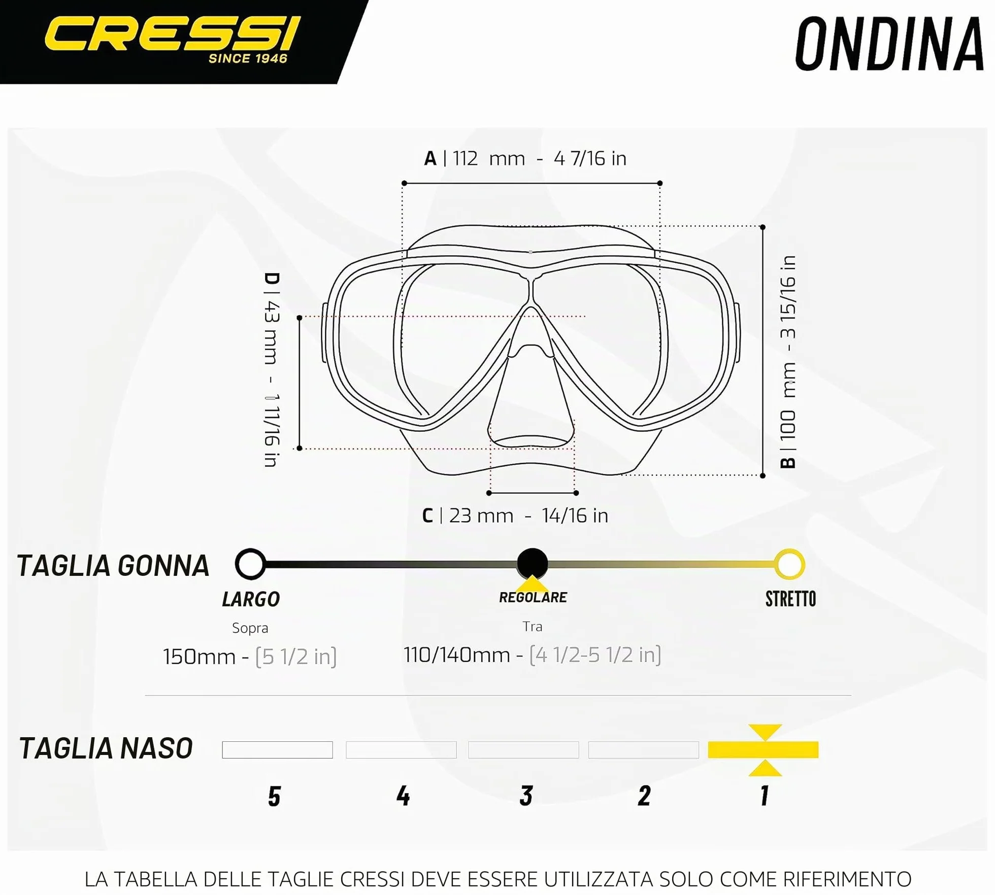CRESSI Ondina Jr + Top Combo - Combo Set Junior Maschera Subacquea Ondina e Snorkel Top, 7/13 Anni
