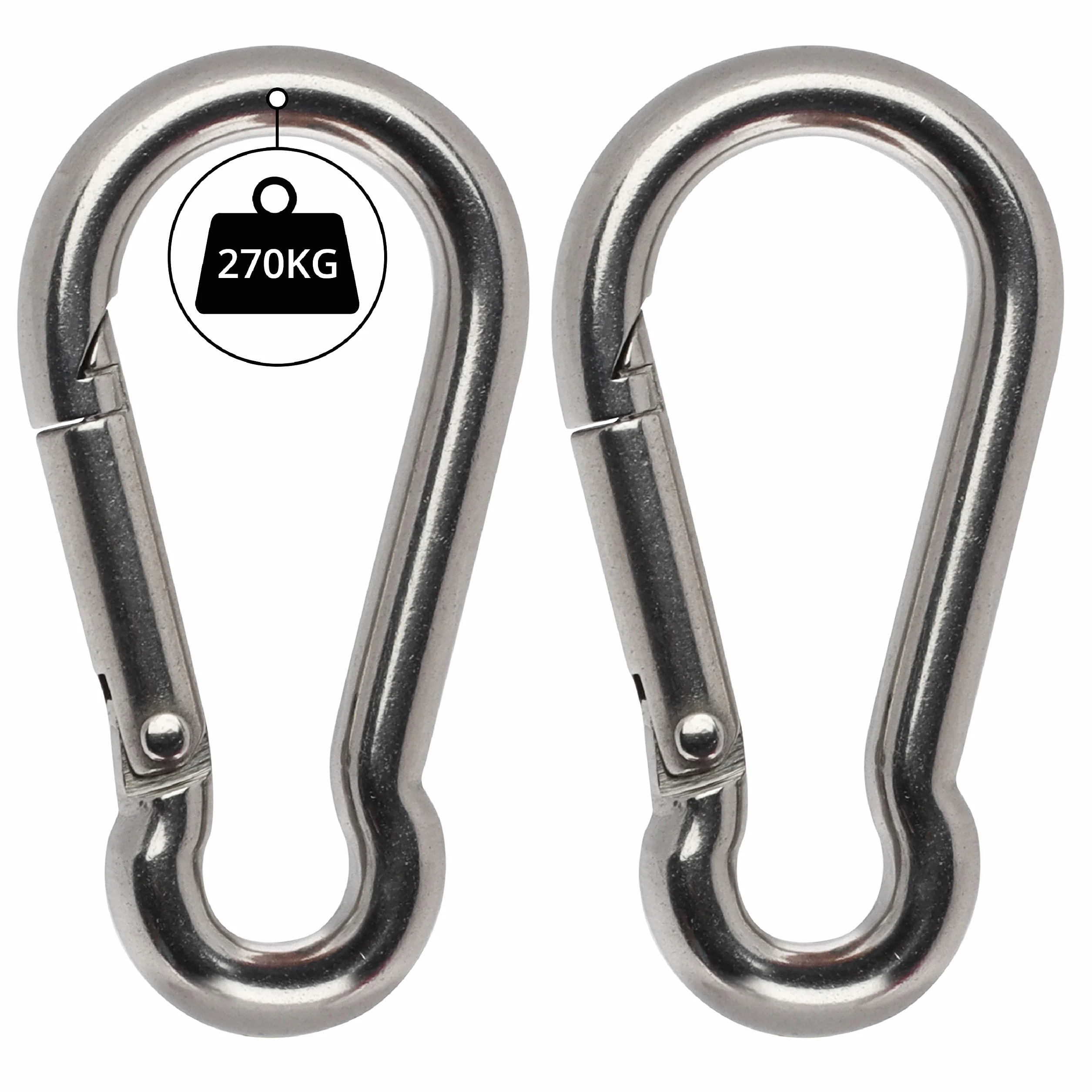 BELLE VOUS Moschettone in acciaio inox a molla M12 13,8 cm set di 2