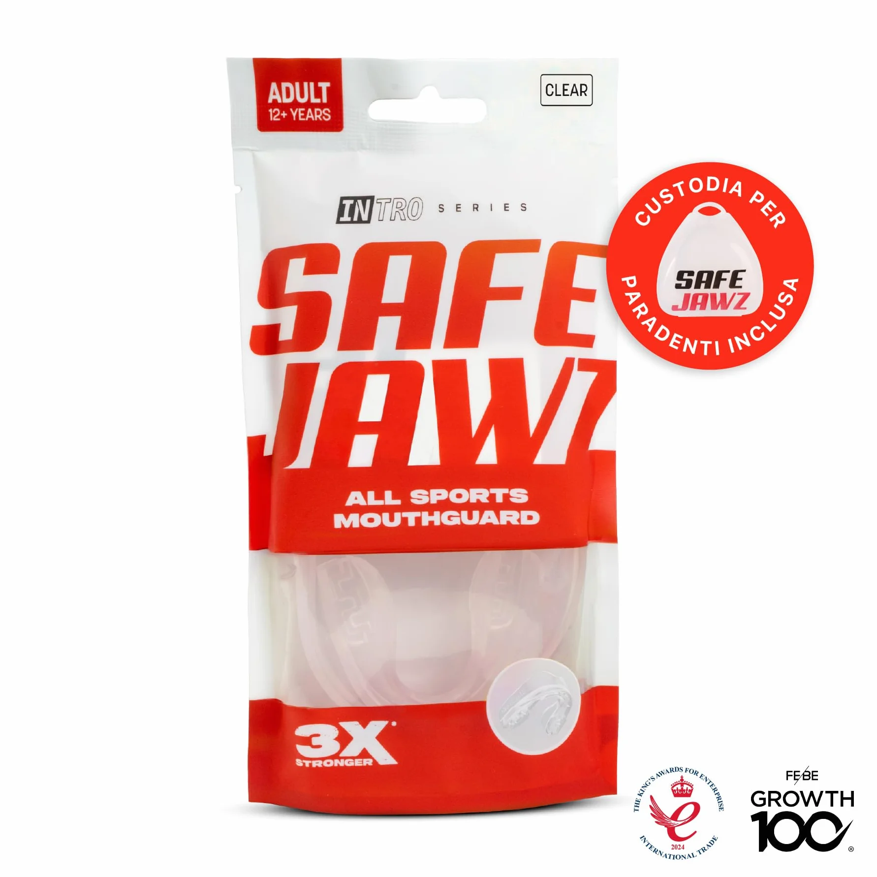 SAFEJAWZ Paradenti Sportivo Slim Adulti e Bambini Contatto Completo per Rugby MMA Hockey Judo Boxe