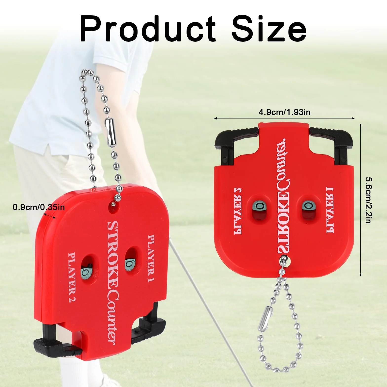 Contatori Colpi da Golf Segnapunti Portatile per 2 Giocatori con Corda Design Quadrato