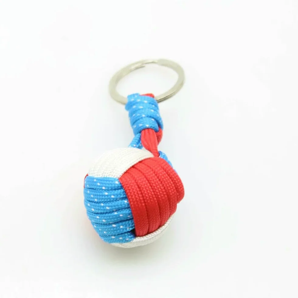 Portachiavi in Paracord a Forma di Palla d'Acciaio per Sopravvivenza Tattico Ciondolo Intrecciato