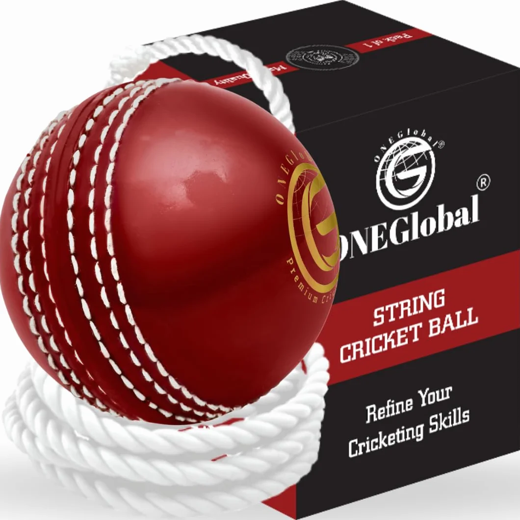 Incrediball Palla da Cricket Morbida con Corda per Allenamento Esterni e Interni - Rosso