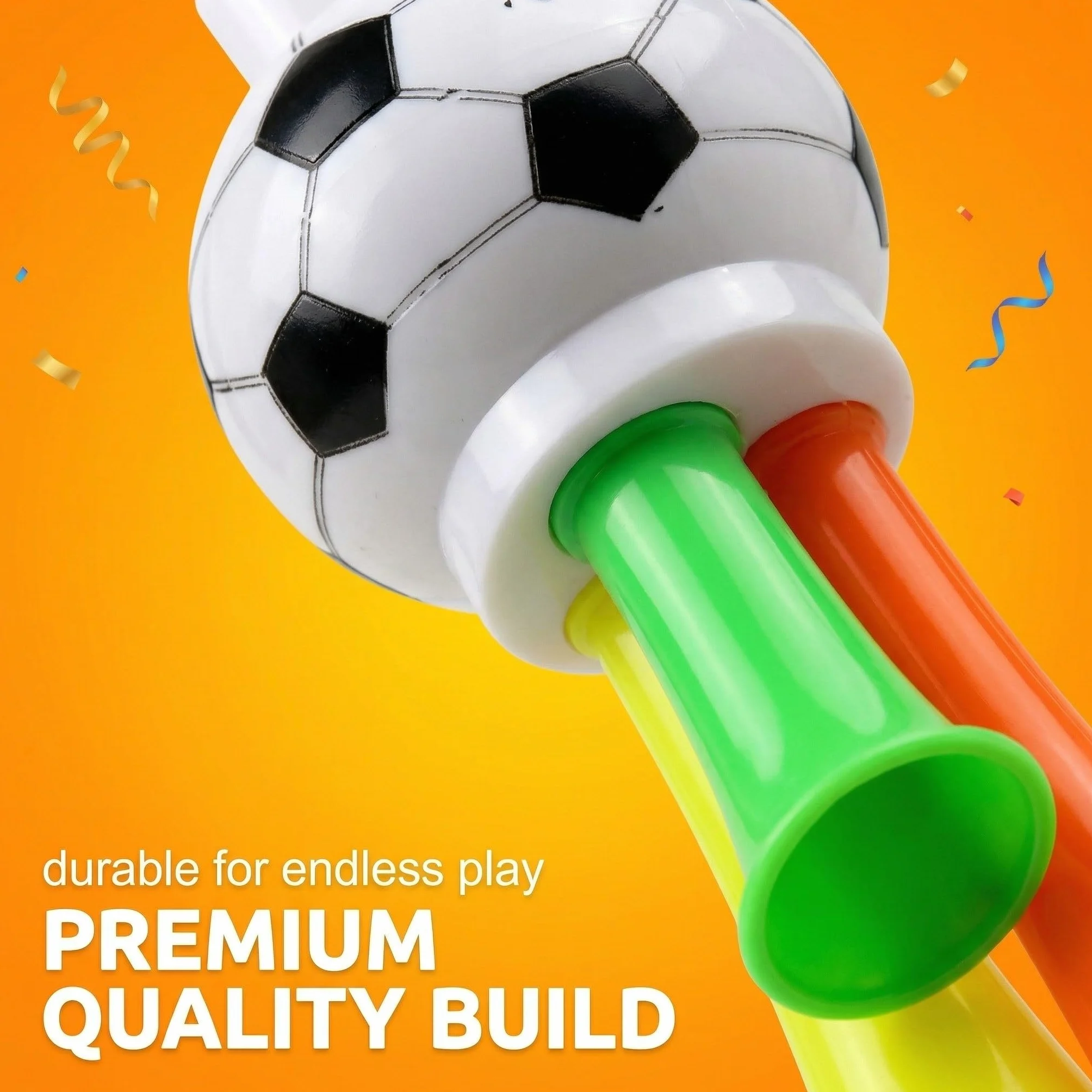 Set di 6 Trombe da Stadio a Forma di Pallone da Calcio, Trombe da Tifoso in Plastica per Bambini e Adulti
