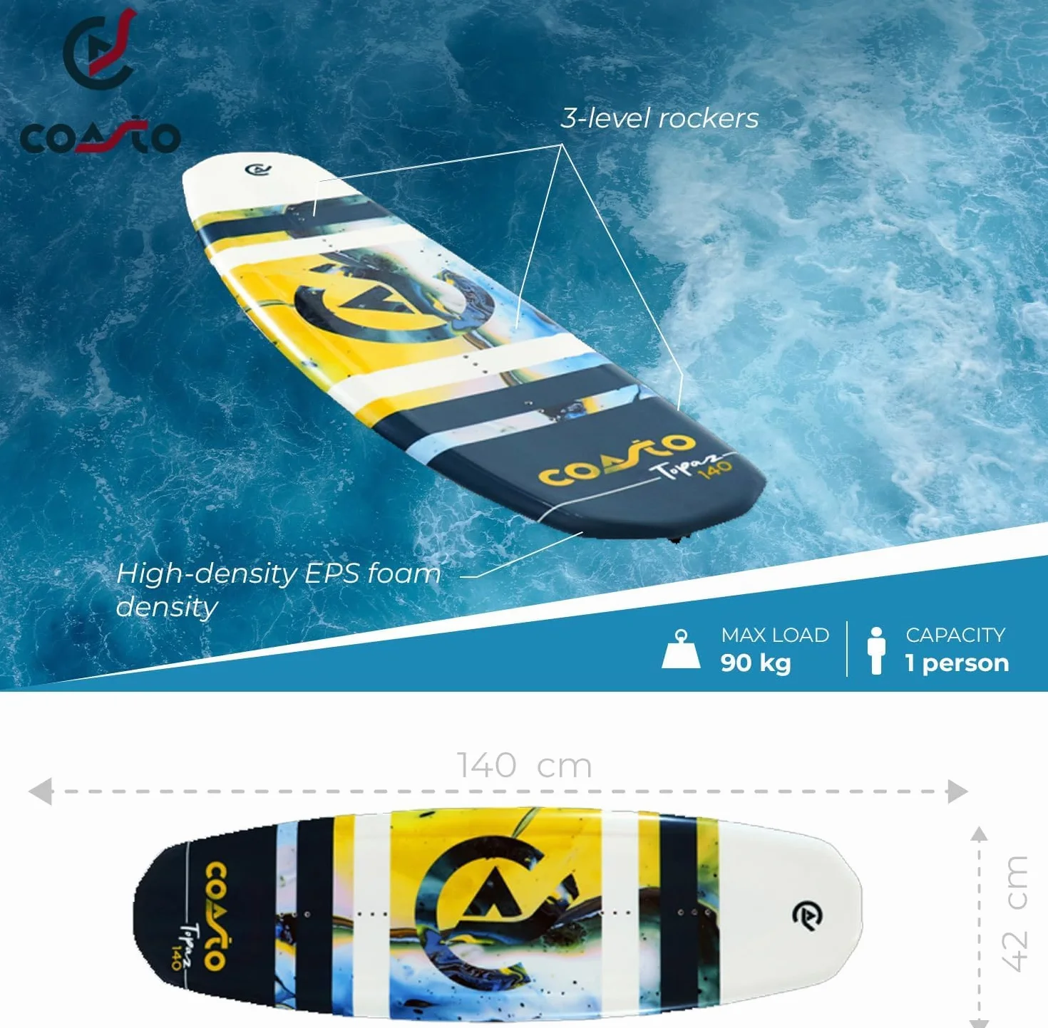 COASTO Topaz 140 Wakeboard Flex z rilegatura 39-46
