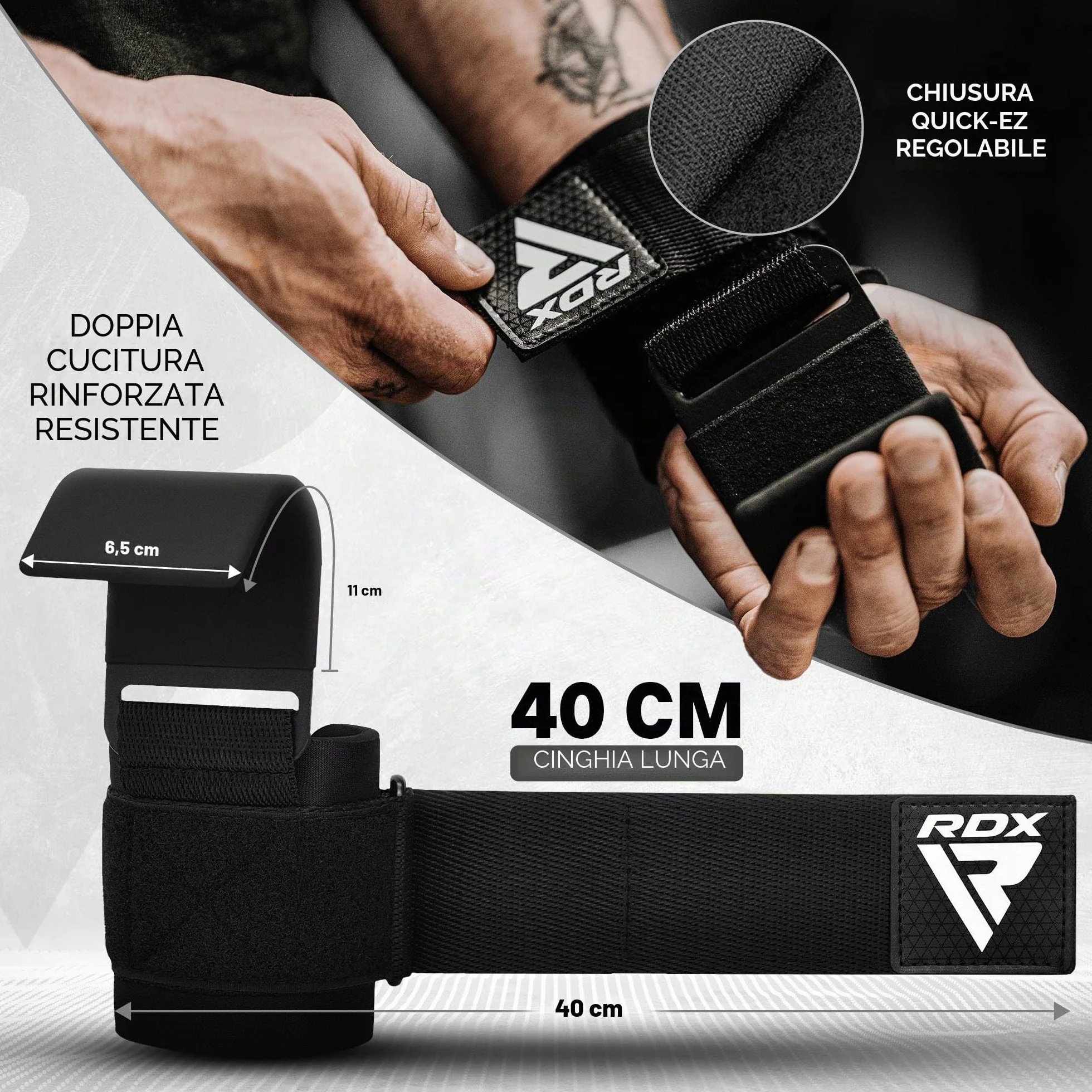 RDX Ganci Sollevamento Pesi, 8mm Neoprene Fasce Polsi Imbottita, Gomma Rivestito Impugnature Grips, Gym Gancio Cinghie Fitness Powerlifting