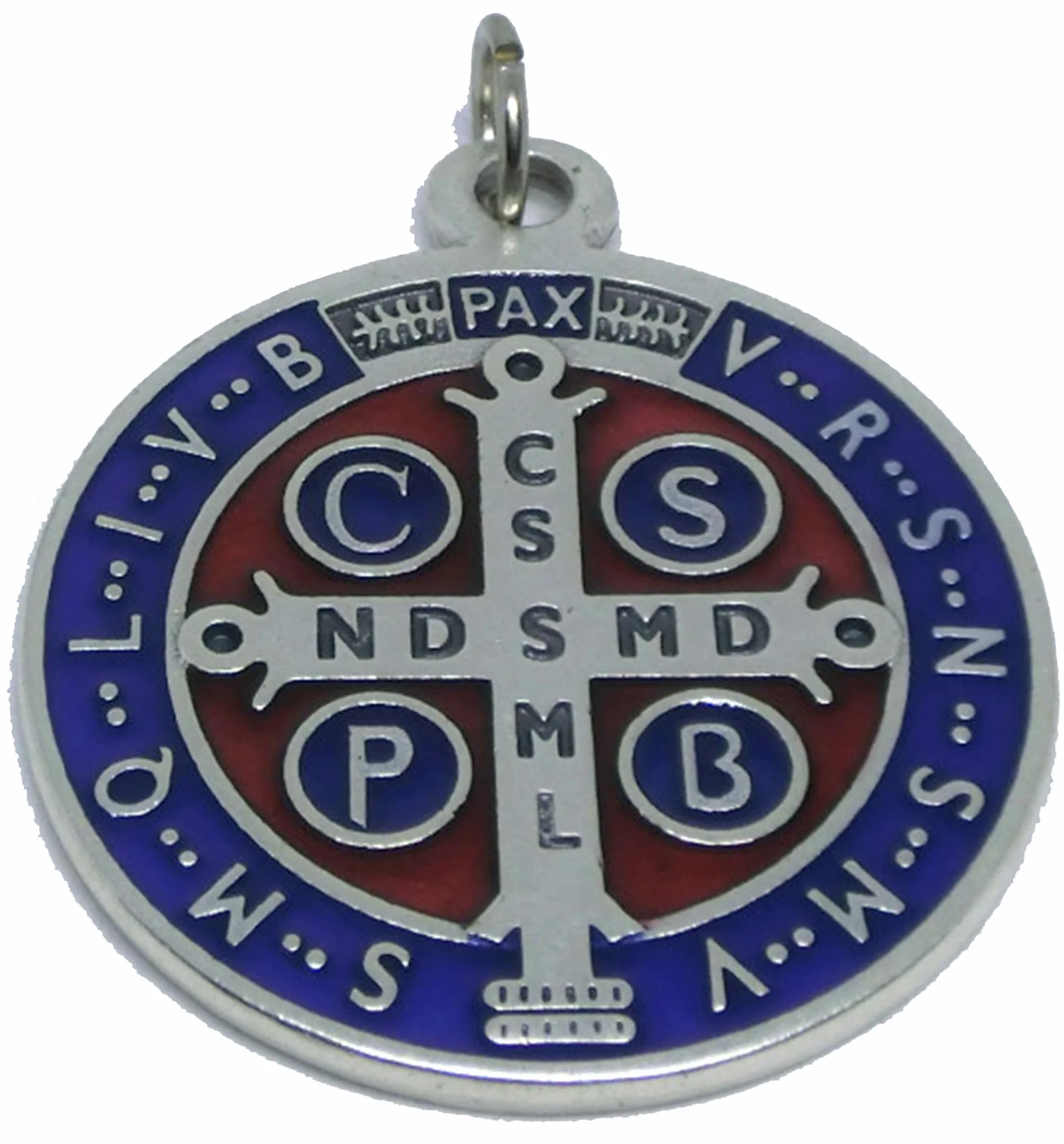 Medaglia di San Benedetto smaltato argento 32 mm anello esorcista esorcismo