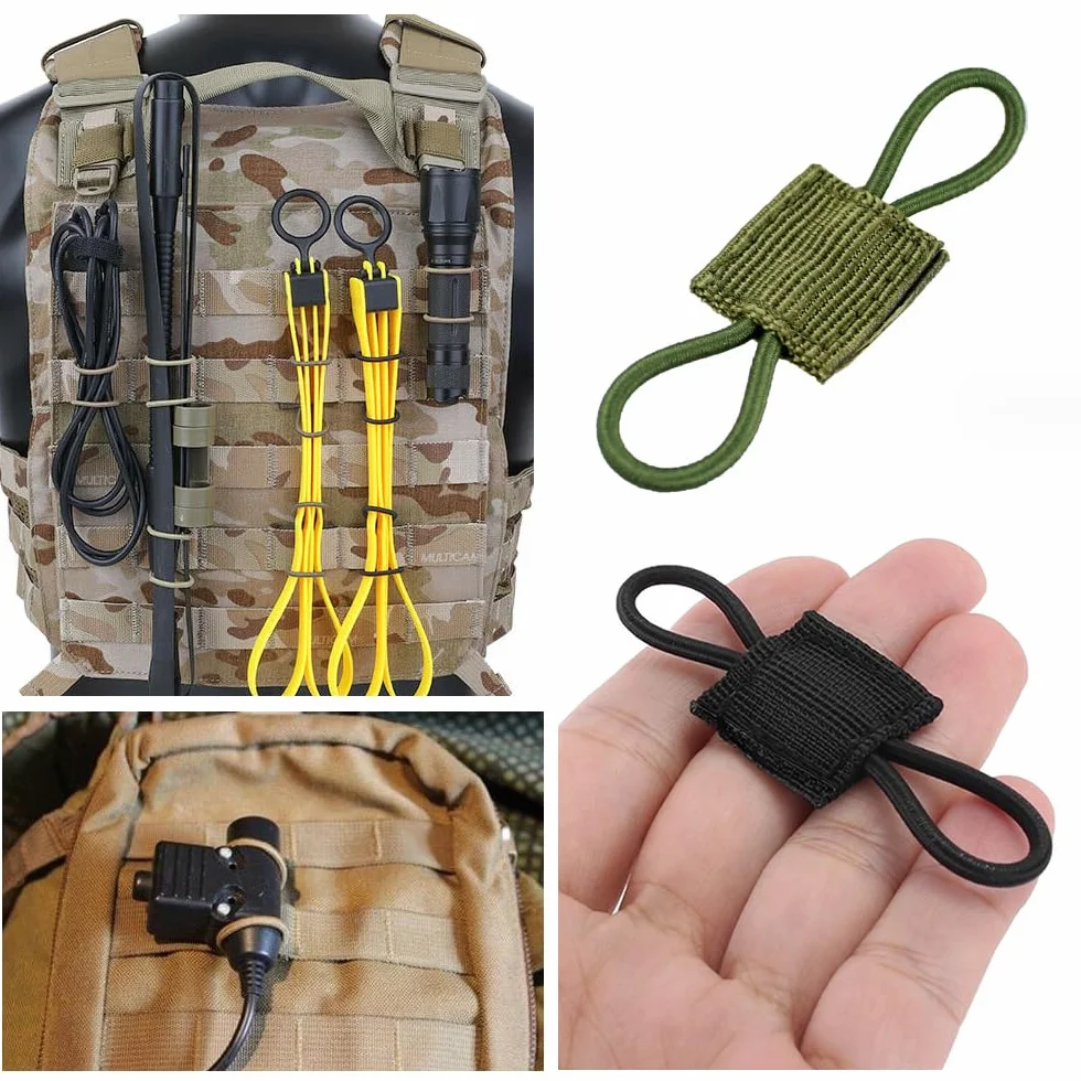 Tattico Molle Retainer Fitting 16 pezzi, fettuccia tattica, portachiavi all'aperto (4 colori)