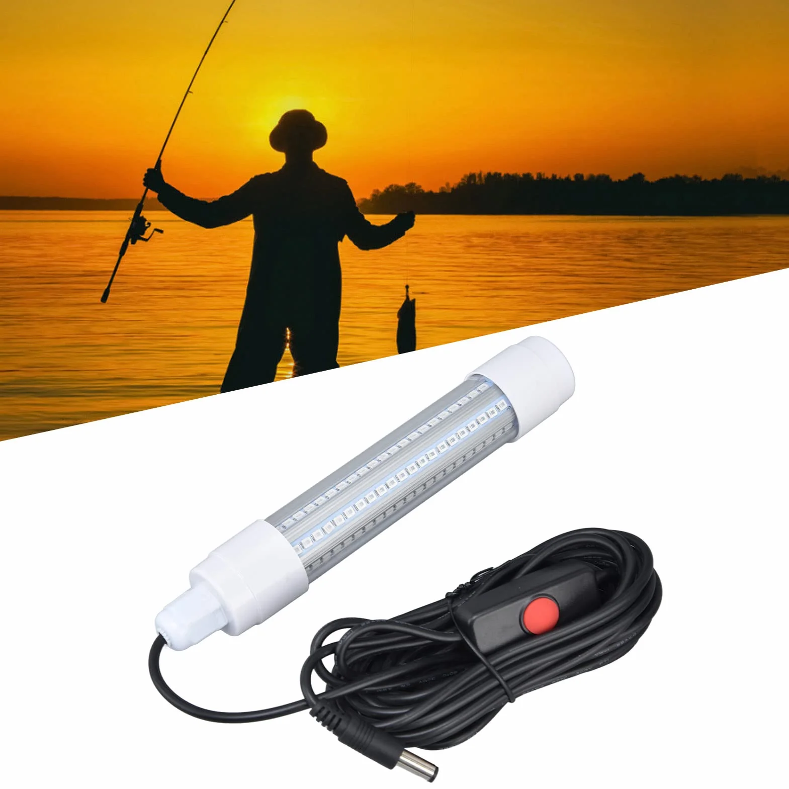 Lampa LED Subacquea Pesca 126 LED IP68 1000lm 12-36V AC Illuminazione 360°