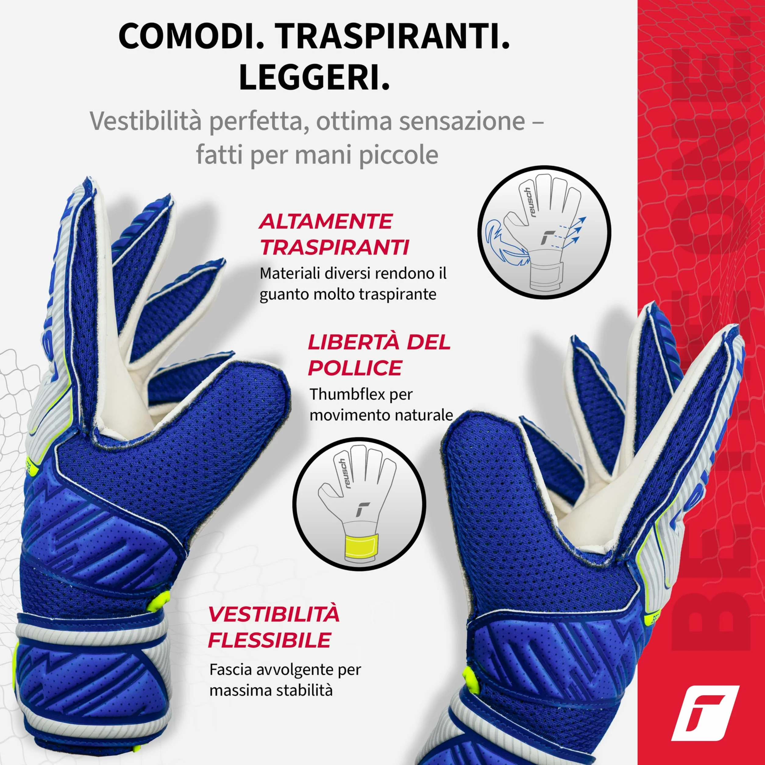 Reusch Attrakt Solid Junior Guanti da portiere|Bambini 5–16 anni|Presa sicura con lattice|Calzata comoda e fascia avvolgente|Traspiranti e resistenti|Allenamento e partita
