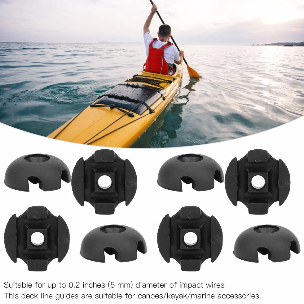 MAGT Deck Line Guide Guida Linea di Coperta 10 Pezzi Plastica 3 cm per Kayak Nero