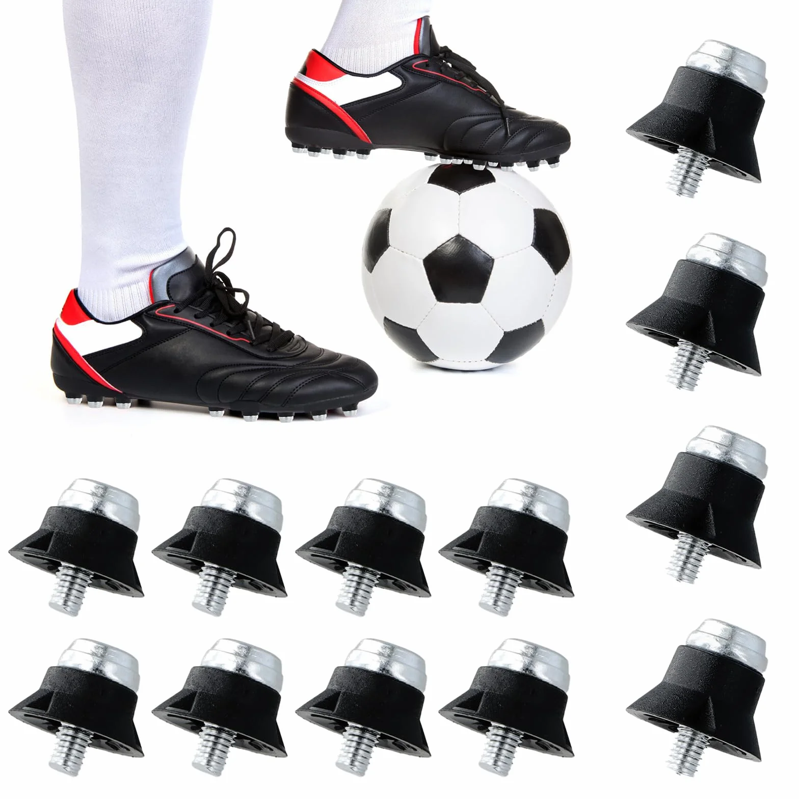 Tacchetti Plastica da Calcio Ricambio Punte in Alluminio 13/16 mm Nero per Ragazzi Adulti