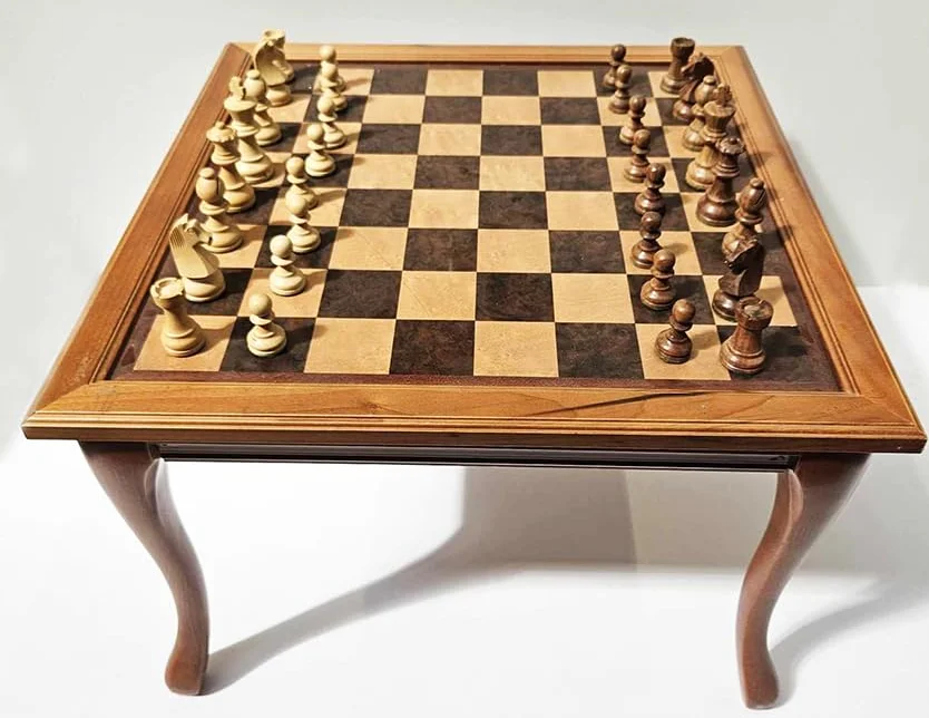 ARREDO SELLI TAVOLINO SCACCHIERA IN LEGNO CM 47X47X37