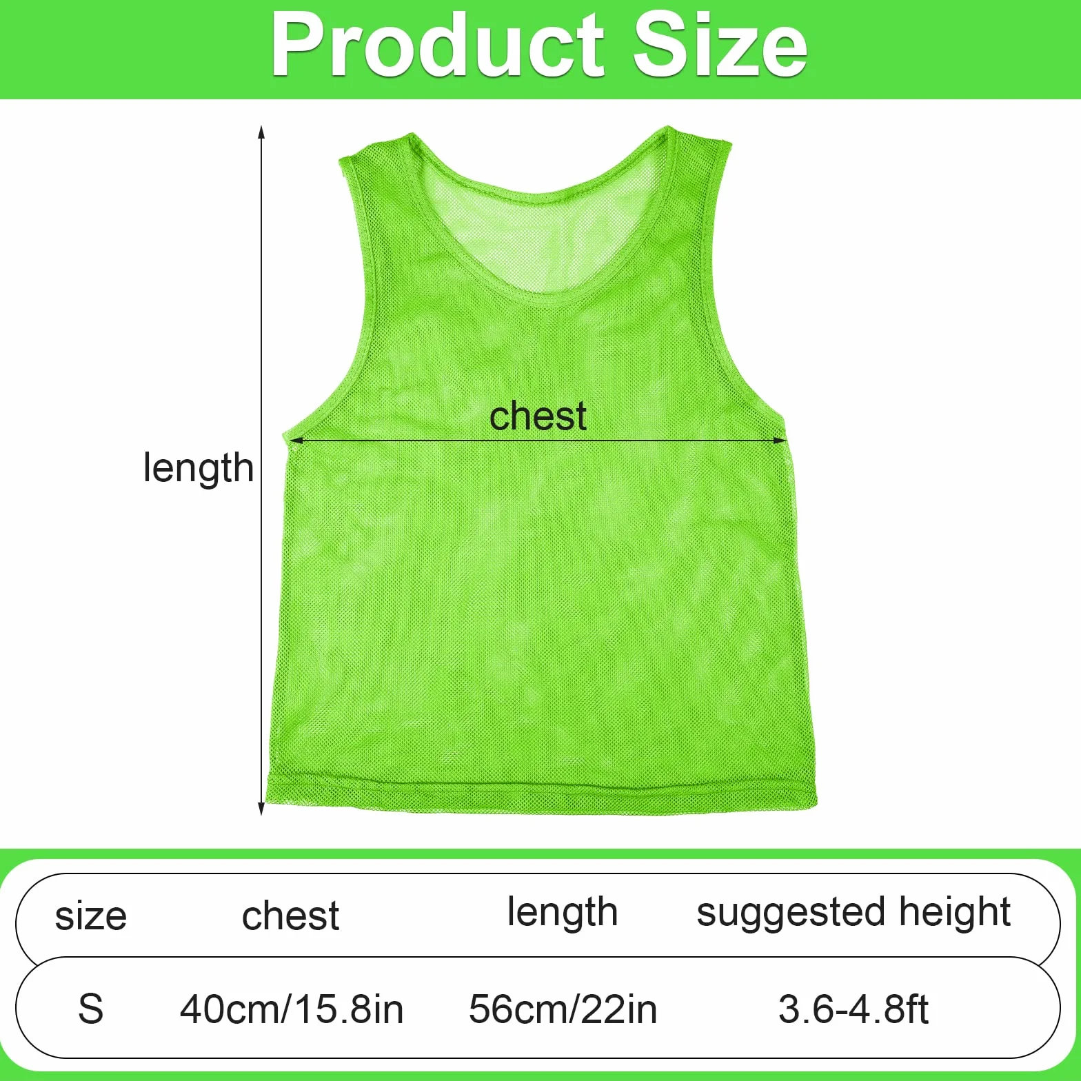 Savita 12 Pz Gilet Scrimmage in Rete di Nylon Verde Fluorescente per Calcio Basket Bambini