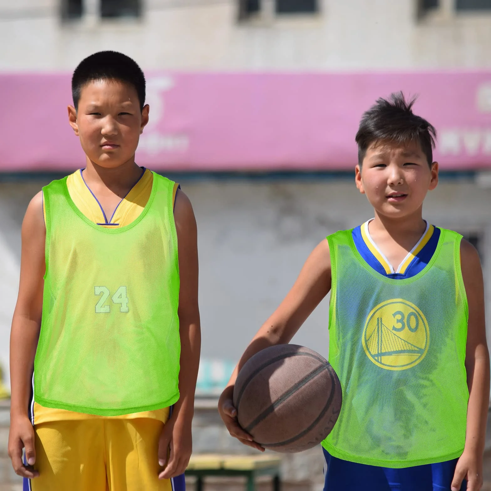 Savita 12 Pz Gilet Scrimmage in Rete di Nylon Verde Fluorescente per Calcio Basket Bambini