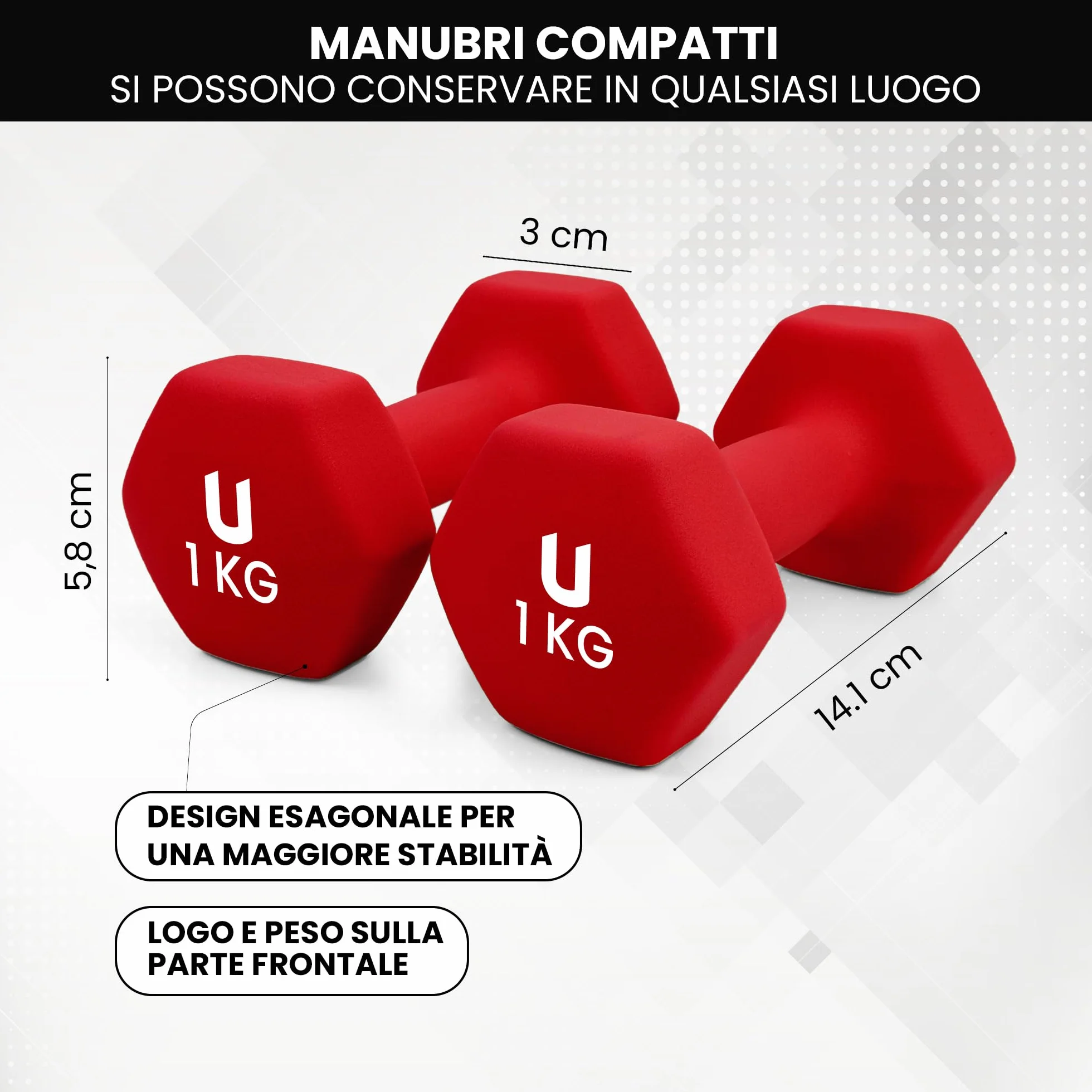 Manubri Esagonali Ghisa Neoprene 1-10 kg Set Pesi Antiscivolo Palestra Casa Fitness Allenamento Forza