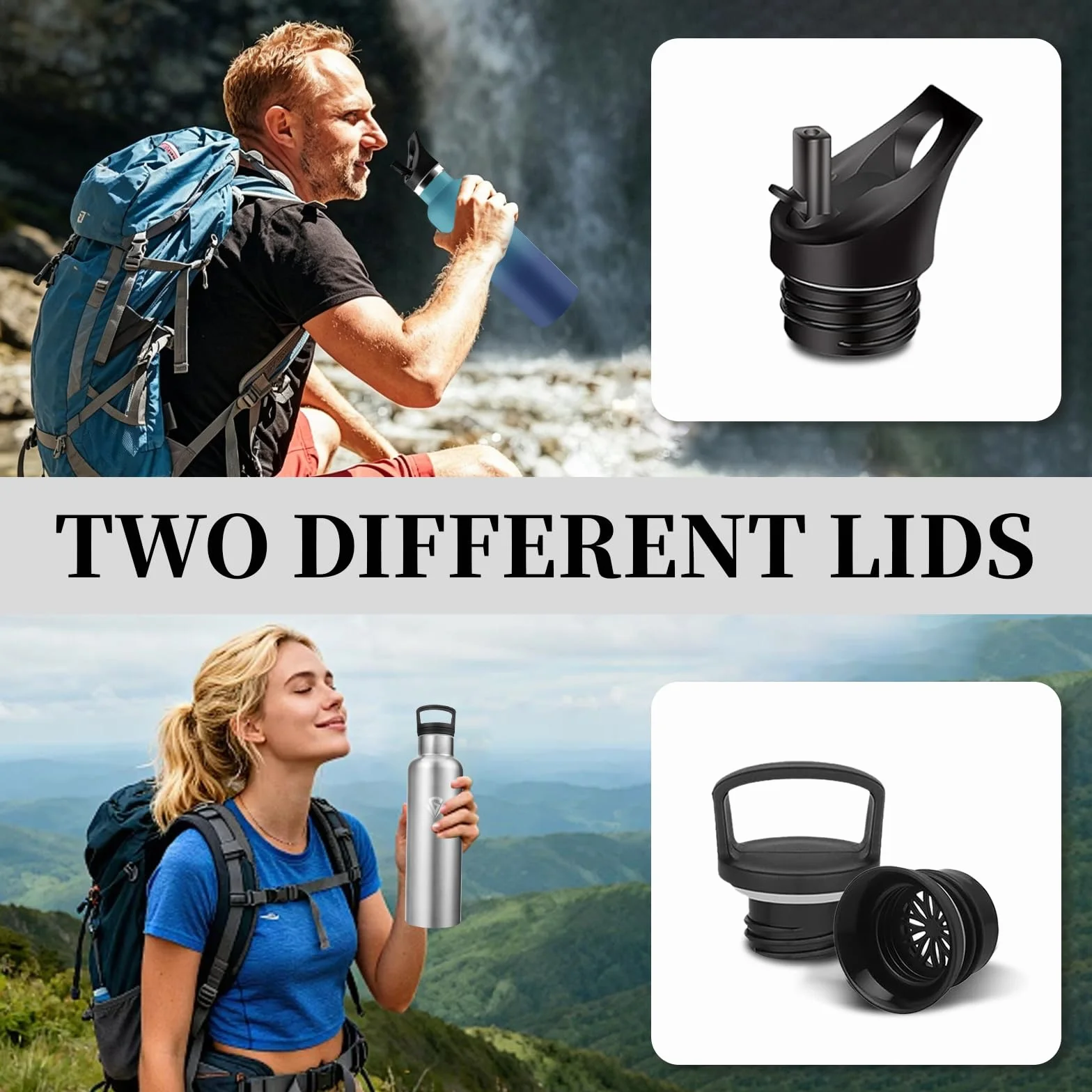 Borraccia Termica 1 Litro Acciaio Inox con Cannuccia, Senza BPA per Palestra Fitness Ciclismo