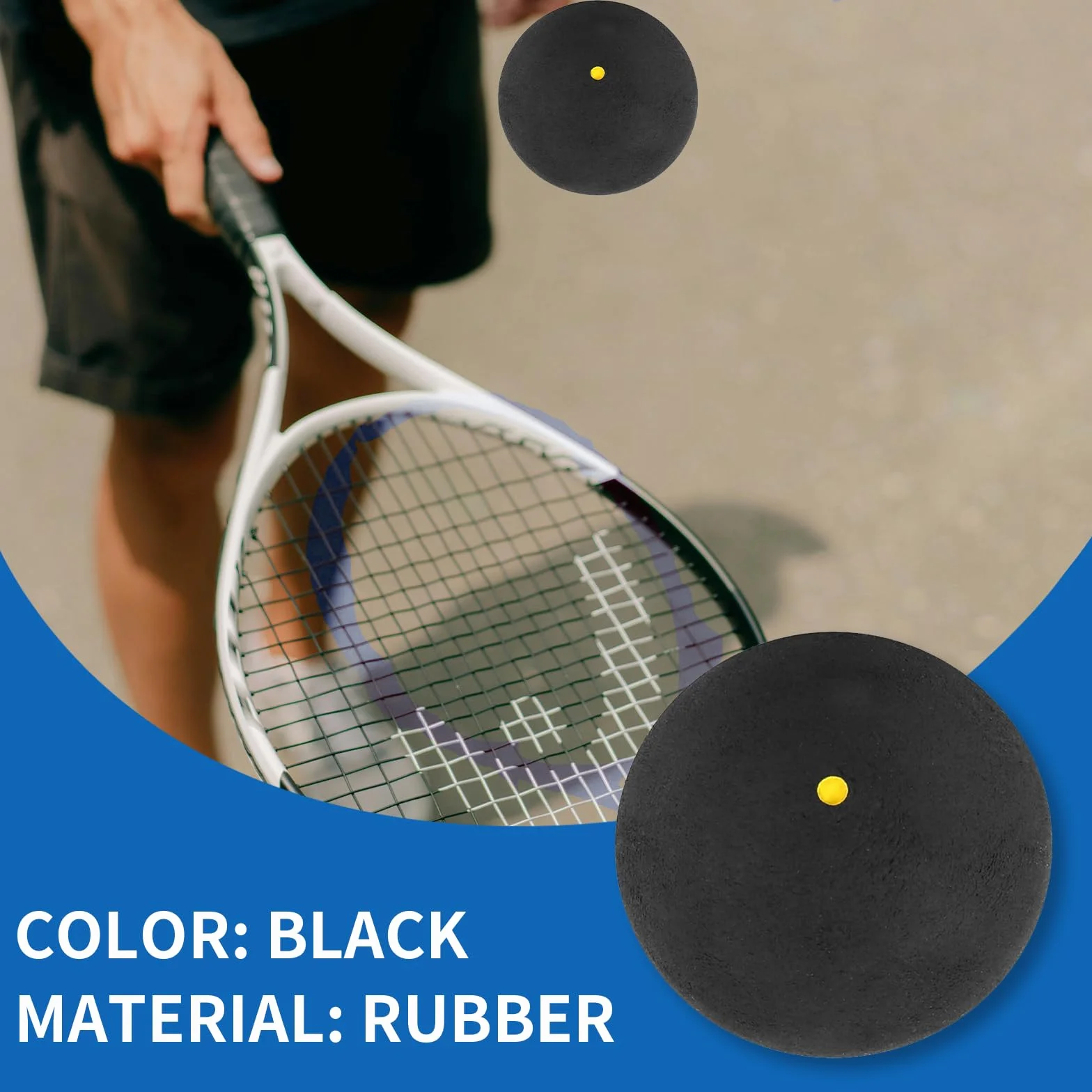 WanderGo Palline da squash 4 pezzi Doppio punto giallo Punto giallo singolo Punto rosso Punto blu per Elite Intermedio Pri