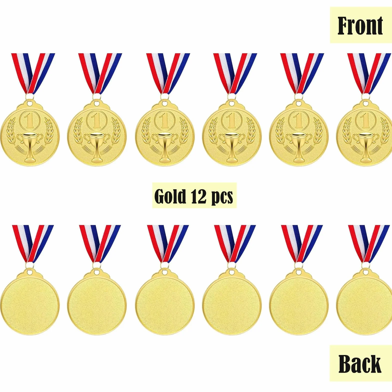 12 Pezzi Medaglie Premiazioni Metallo Oro Argento Bronzo con Nastro Vincitore per Bambini Sport 5.0cm