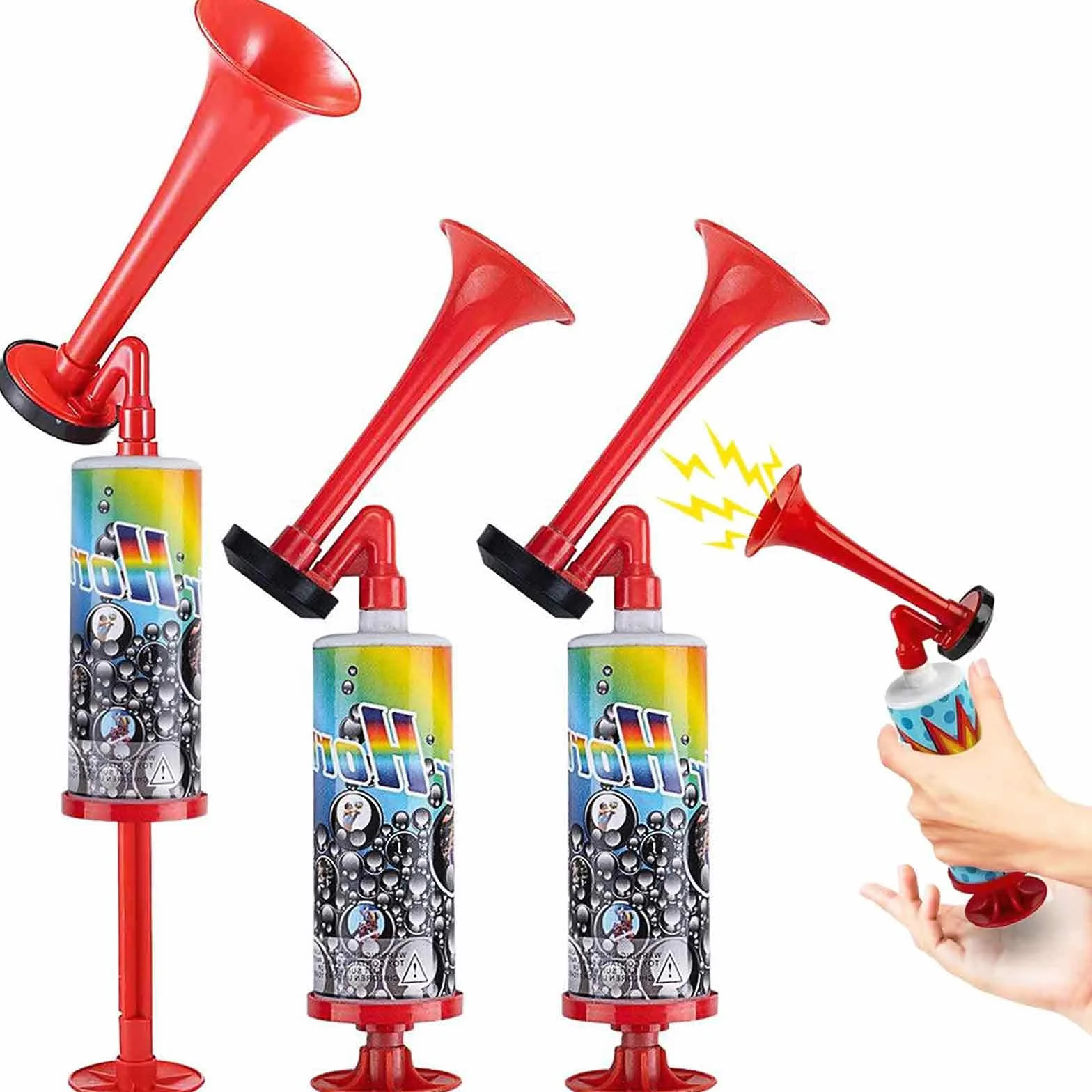 Tromba da Stadio 3 PCS Trombetta Handheld Fanfare Air Horn Compressa per Feste Partite Calcio