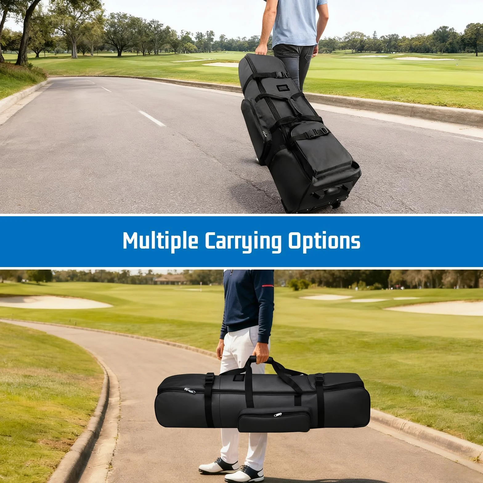 Custodie da viaggio da Golf con Ruote, Valigia da Golf in Tessuto Oxford 900D Impermeabile e Spessa con Borsa per la Pulizia Delle Palline.