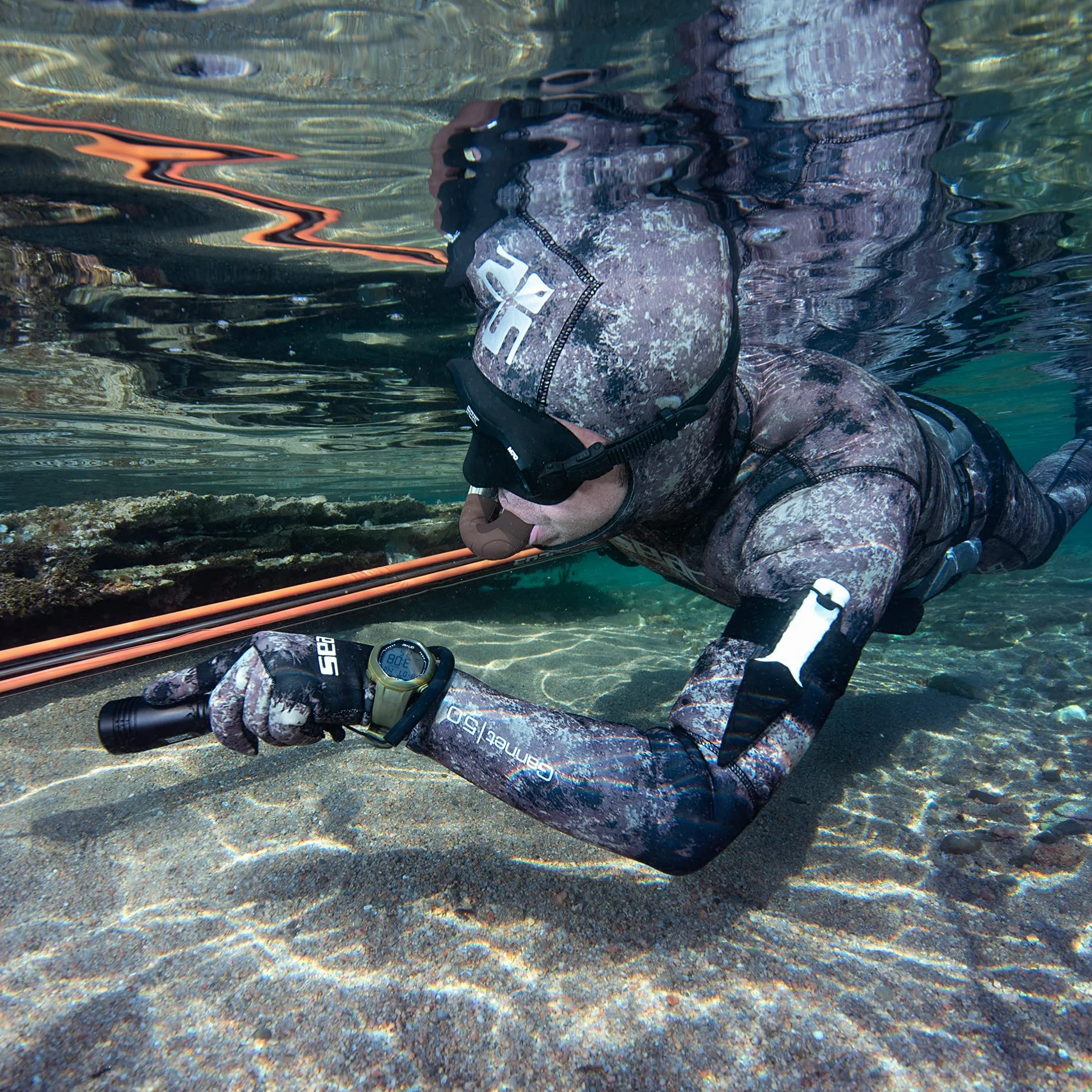SEAC Samurai Coltello Sub per Pesca in Apnea e Immersione Subacquea, Pugnale Subacqueo con Fascia in Velcro Unisex Adulto