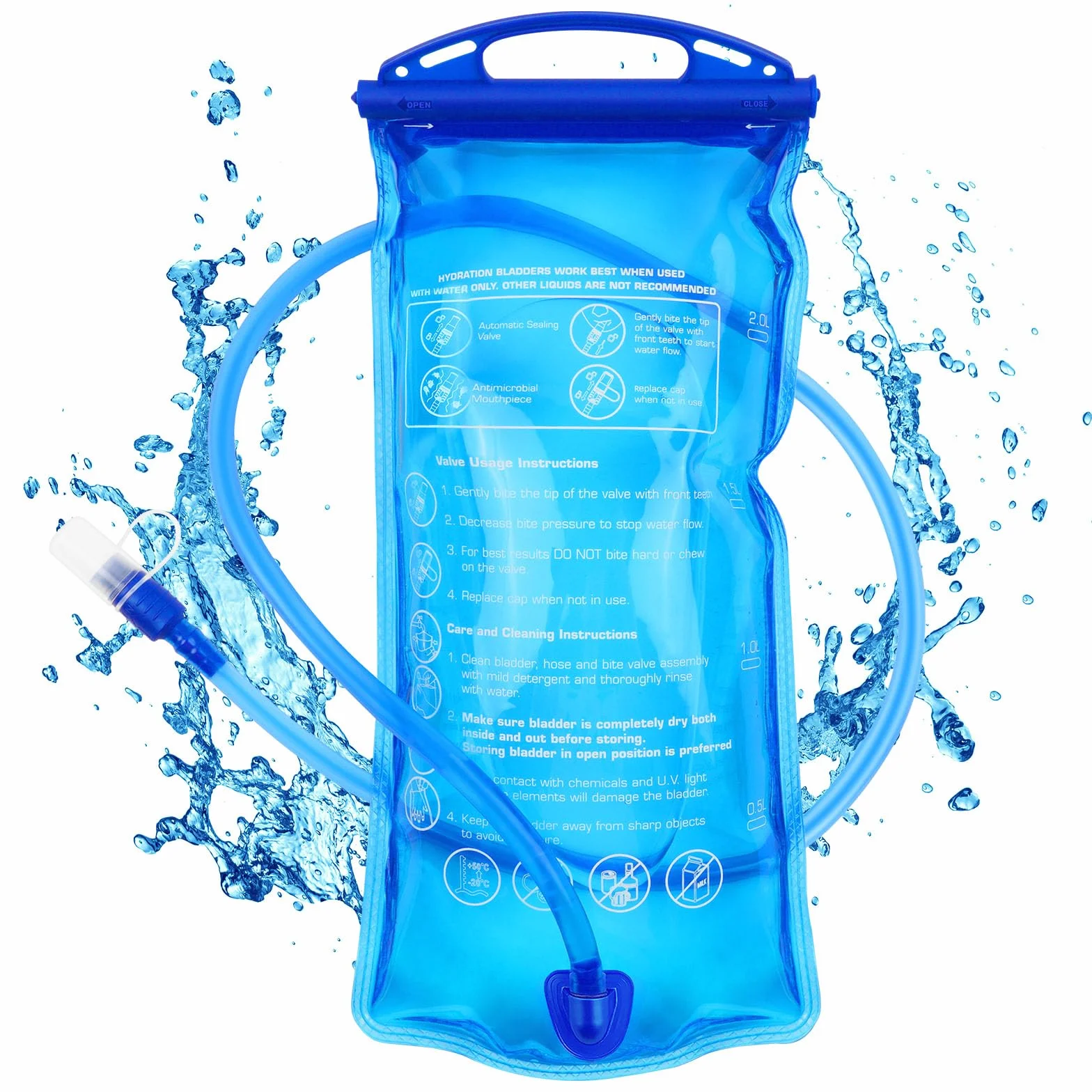 Flintronic Sacca Idrica a Prova di Perdite Serbatoio Acqua Senza BPA con Tubo Coibentato per Escursionismo Campeggio Ciclismo