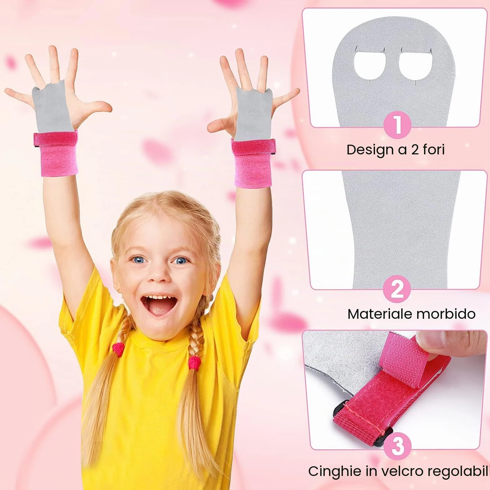 Abeillo Set di 2 Impugnature da Ginnastica per Bambini, Protezione Palmi e Supporto Polso