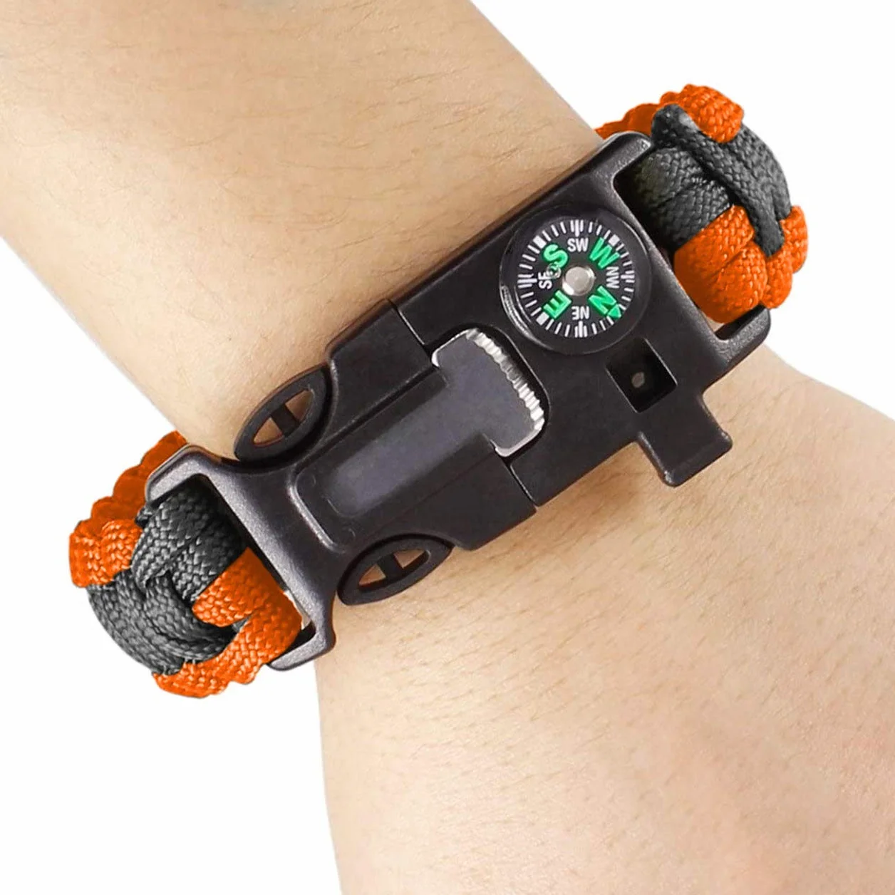 Paracord Survival Bracelet 2-Pack with Compass, Fire Starter, Whistle & Paracord Rope
