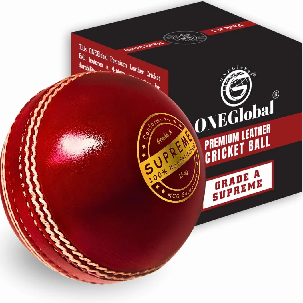 Palla da cricket in pelle Supreme 100% cucita a mano 156 g 5,5 oz impermeabile