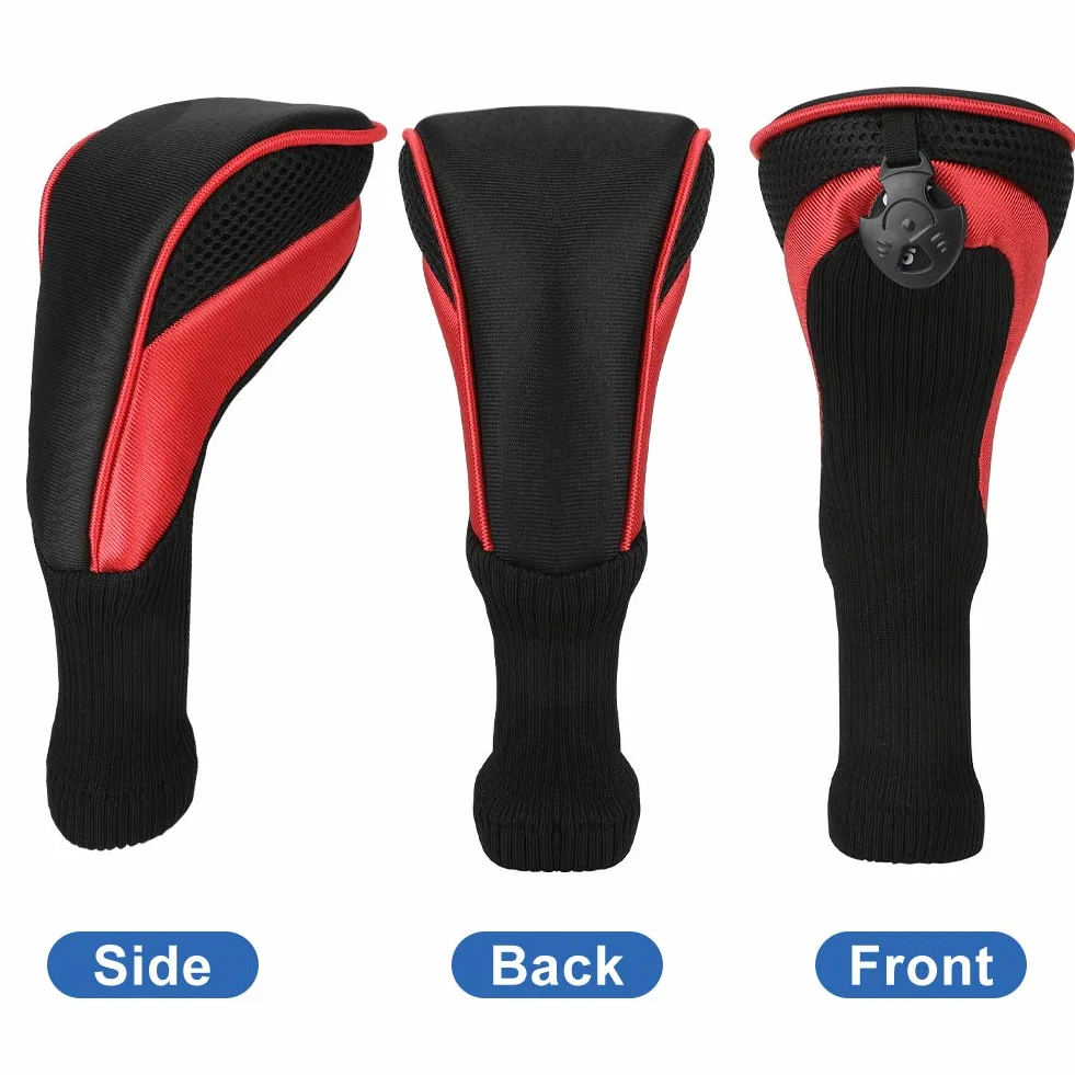 Set di 3 copri mazze da golf numero uno per ibridi driver Fairway Woods, set di 3 coperture per mazze da golf a collo lungo con etichette intercambiabili n. 3 4 5 6 7 X