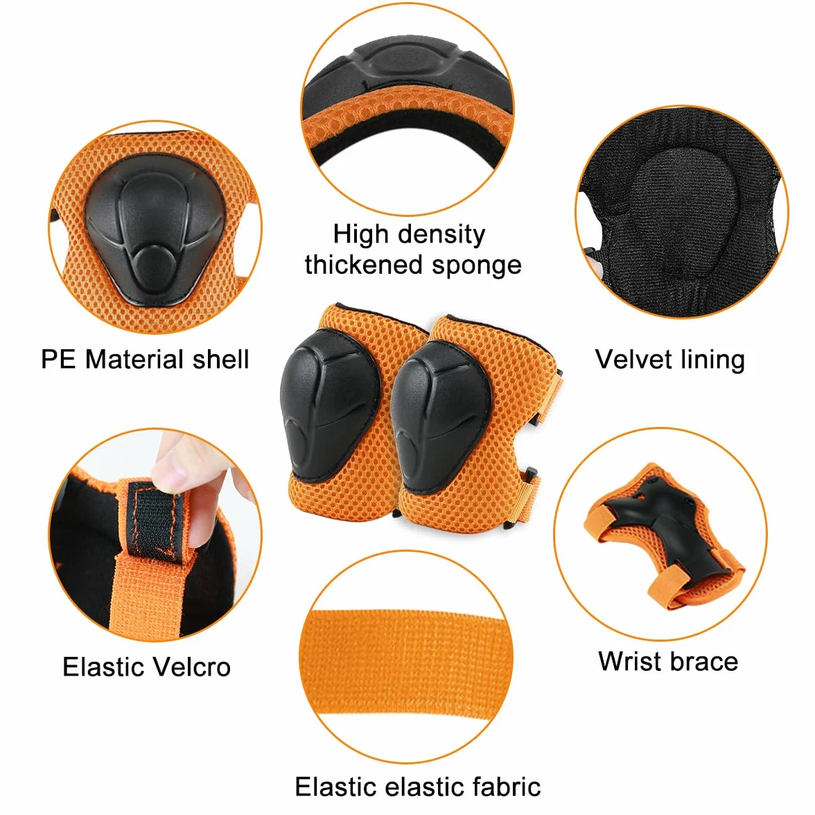 Protezione Kit per Bambini 6 in 1 Ginocchiere Gomitiere Tutore Polso Skateboard Bicicletta Pattinaggio