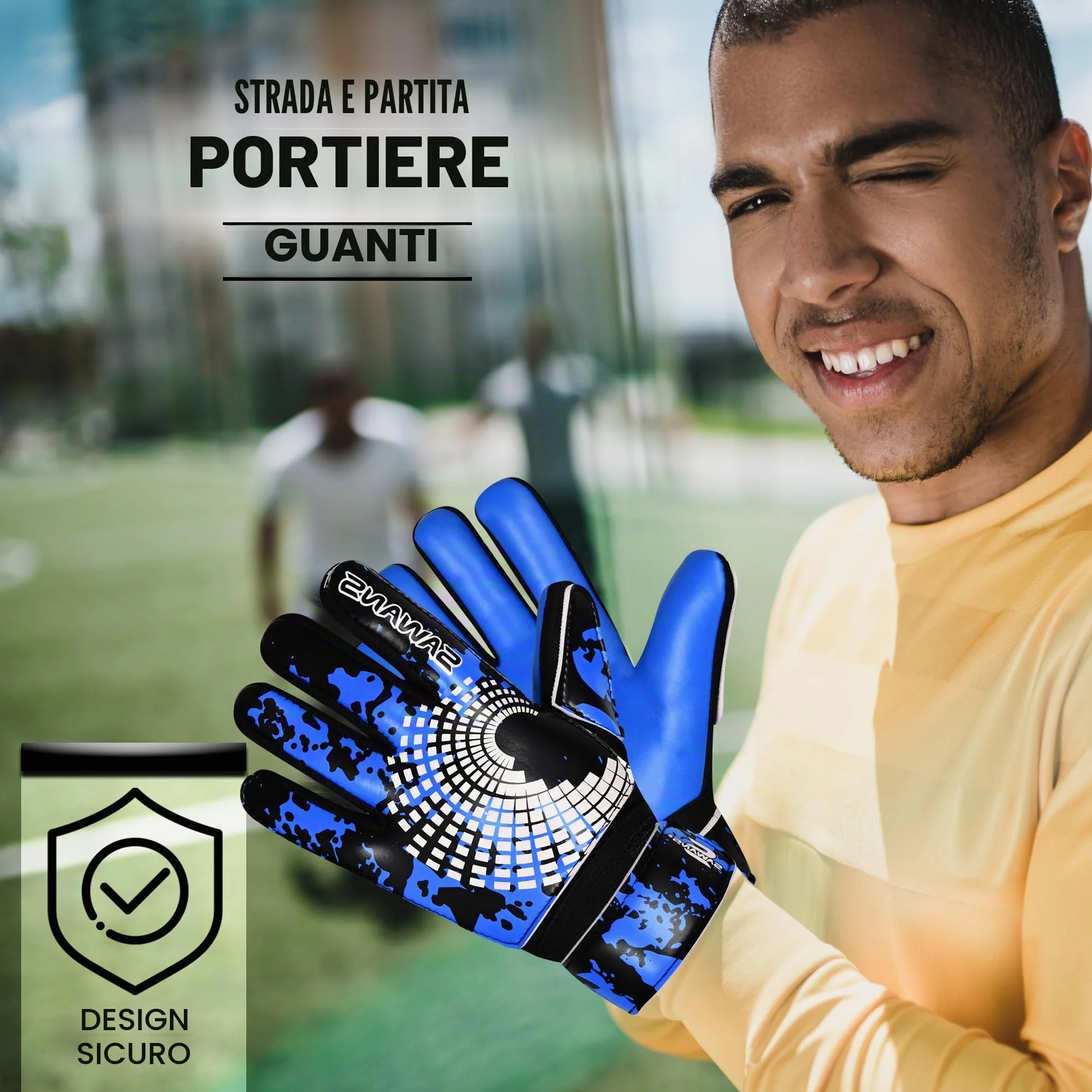 SAWANS Guanti da portiere da calcio con presa forte, palmo con supporto per il polso, antiscivolo