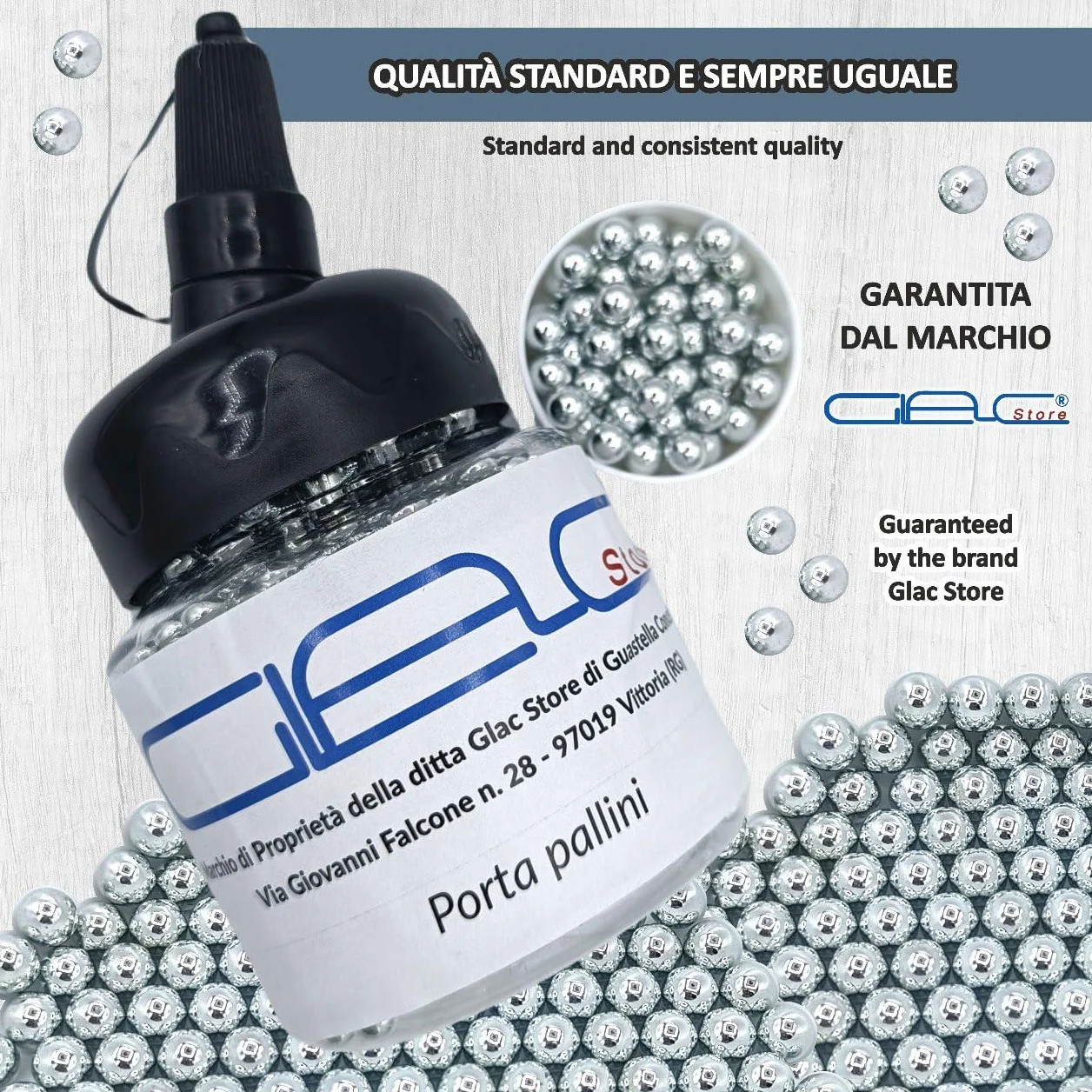 Pallini Softair Acciaio 6 mm 0,80 Grammi Calibrati Lucidati 1000 Pz con Porta Pallini