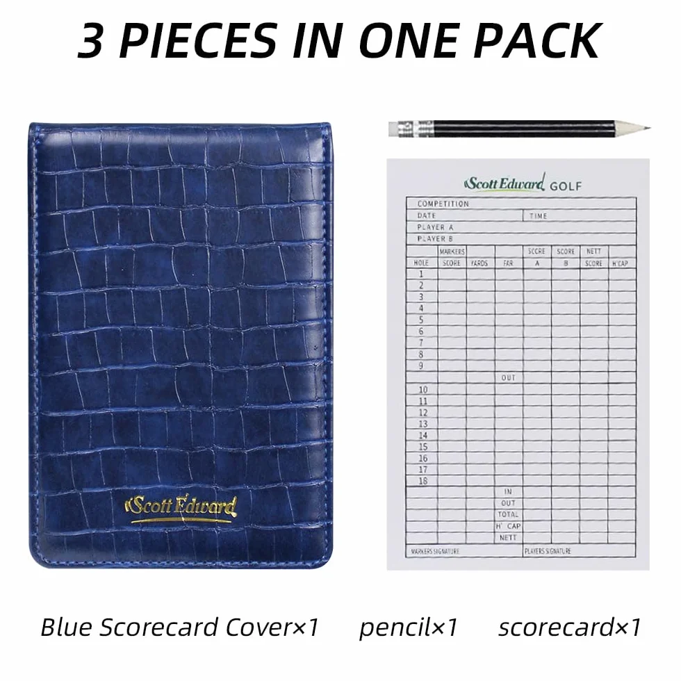 Scott Edward Golf Scorecard Cover Leather Holder Impermeabile Morbido Grigio/Nero/Blu/Arancione