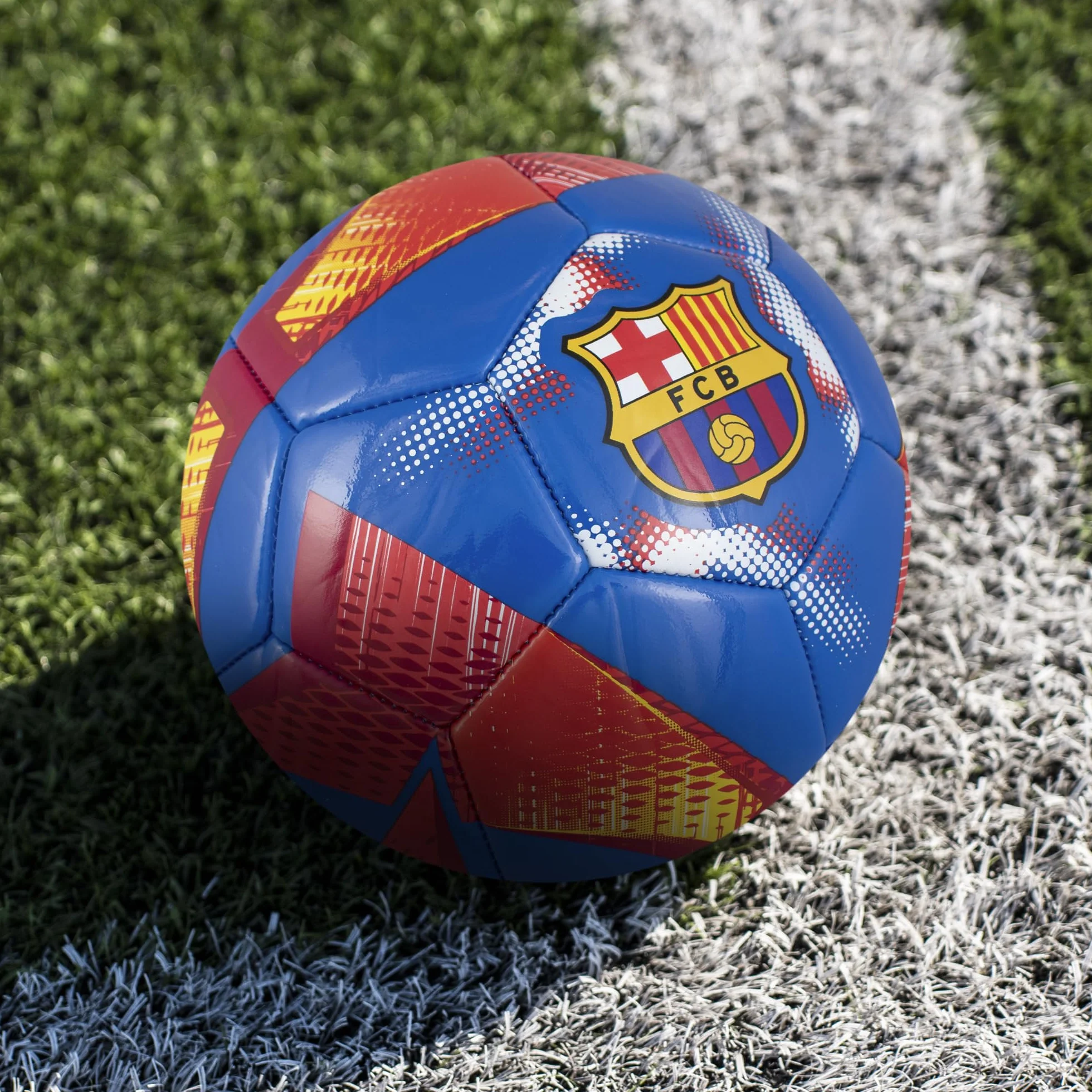 Hy-Pro Pallone da calcio con licenza ufficiale FC Barcelona, taglia 3, design a spirale, merchandising Barca, allenamento, collezione per bambini e adulti