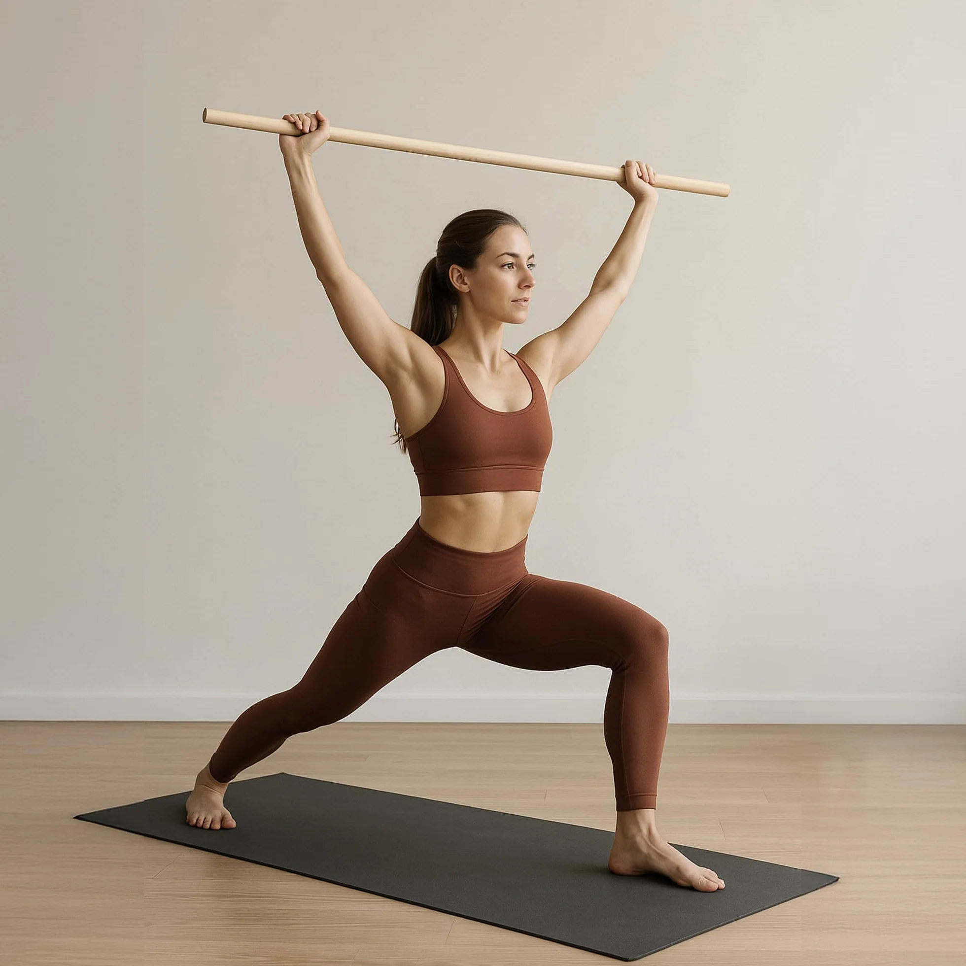 MOE UHANE® Bastone ginnico in legno 100 cm per allenamento yoga fitness equilibrio, barra stretching naturale ECO