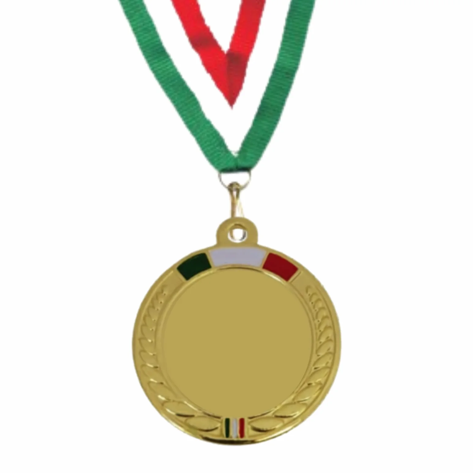 Medaglia Personalizzata con Tricolore Italiano 50mm Metallo Laccetto Tricolore