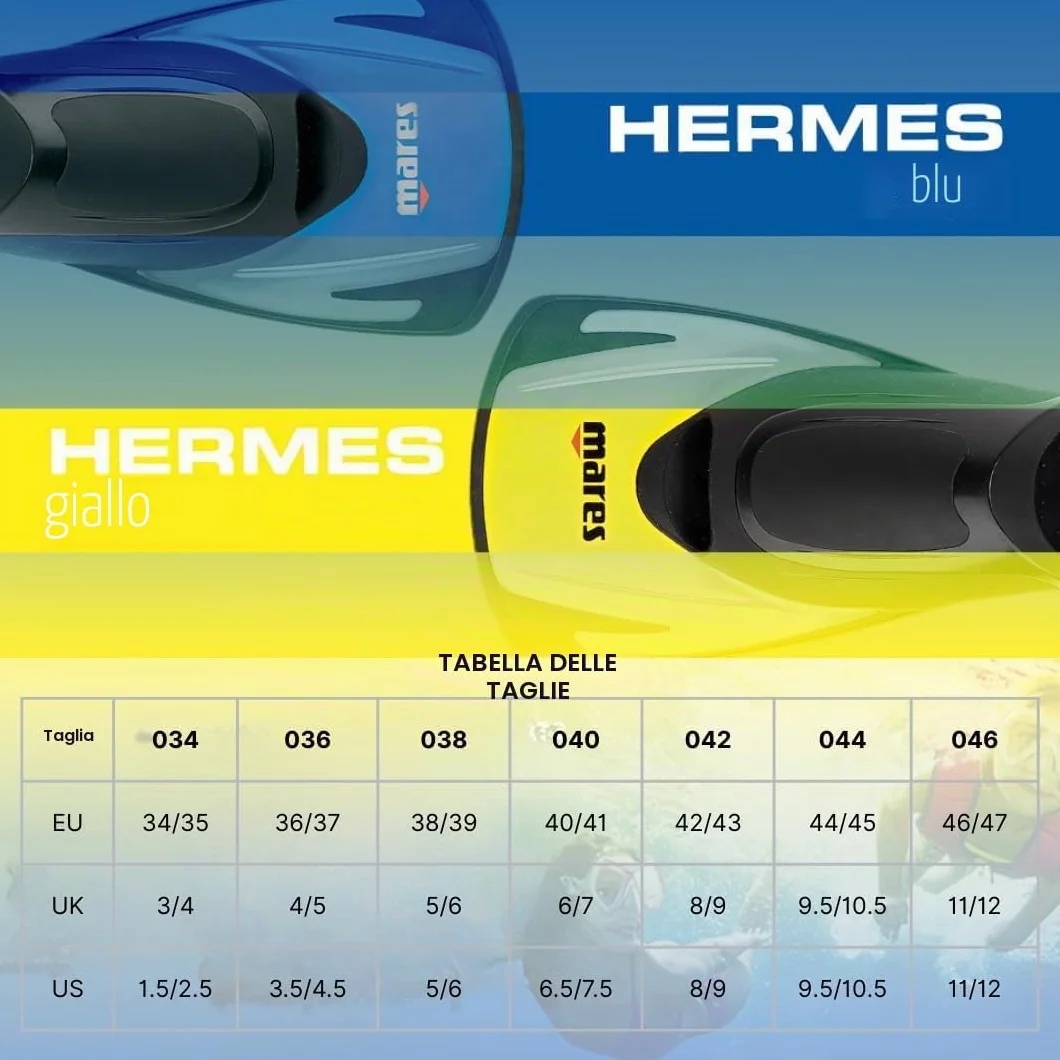 Mares Hermes – Pinne corte versatili unisex per nuoto e immersione, pinne piscina leggere e confortevoli con scarpetta aperta