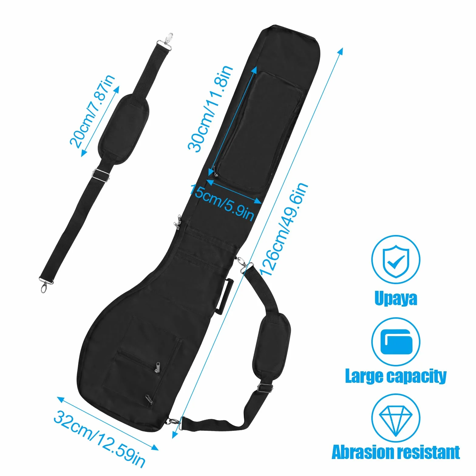 Borsa da viaggio pieghevole per mazze da golf, Borsa porta mazze da golf con cerniera per 8-10, Borsa da golf leggera e portatile impermeabile per donne e uomini, Nero