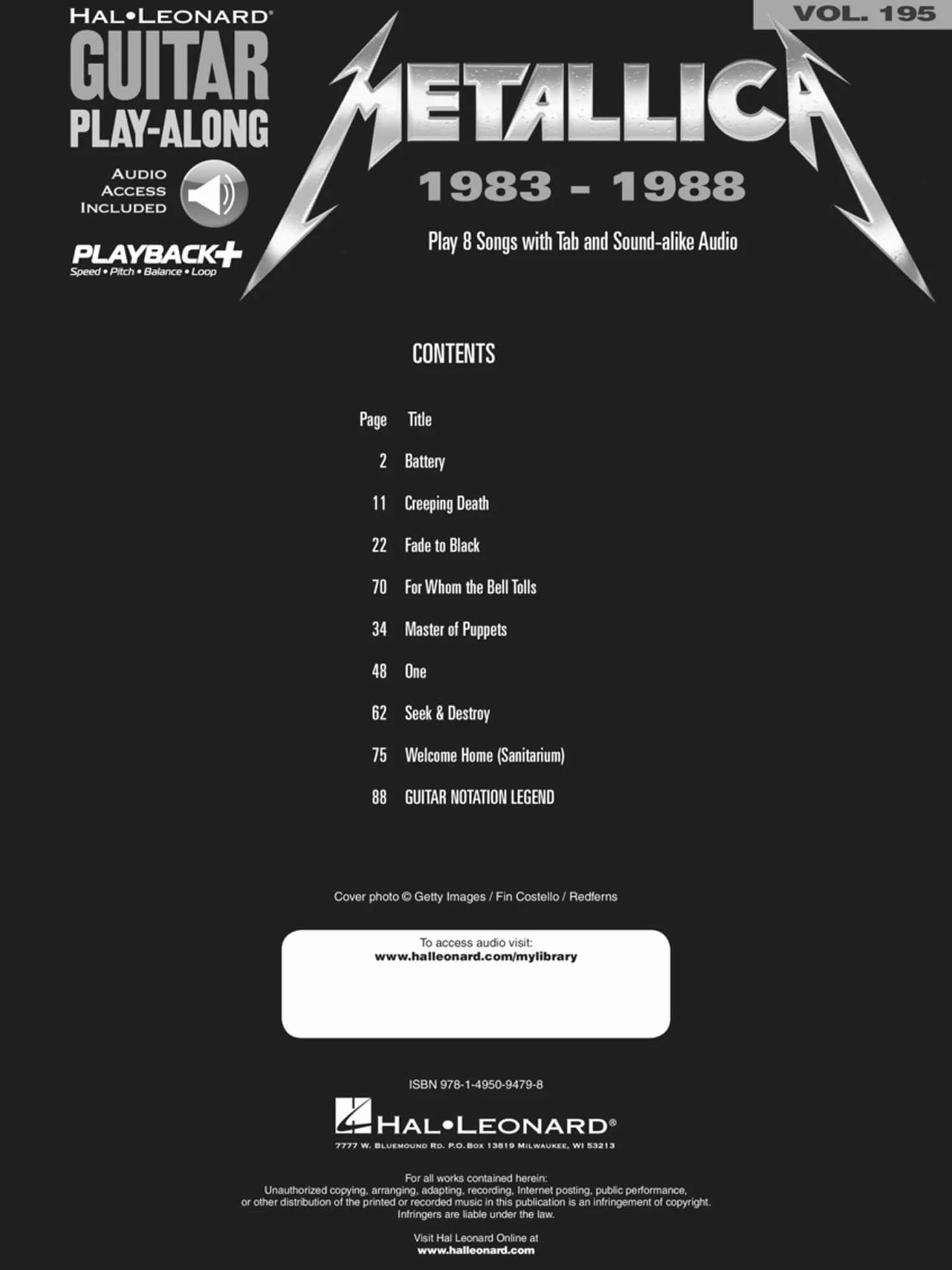 Metallica: 1983-1988. Chitarra solo. Include Audio-online: Play 8 Songs with Tab and Sound-Alike Audio, Includes Downloadable Audio