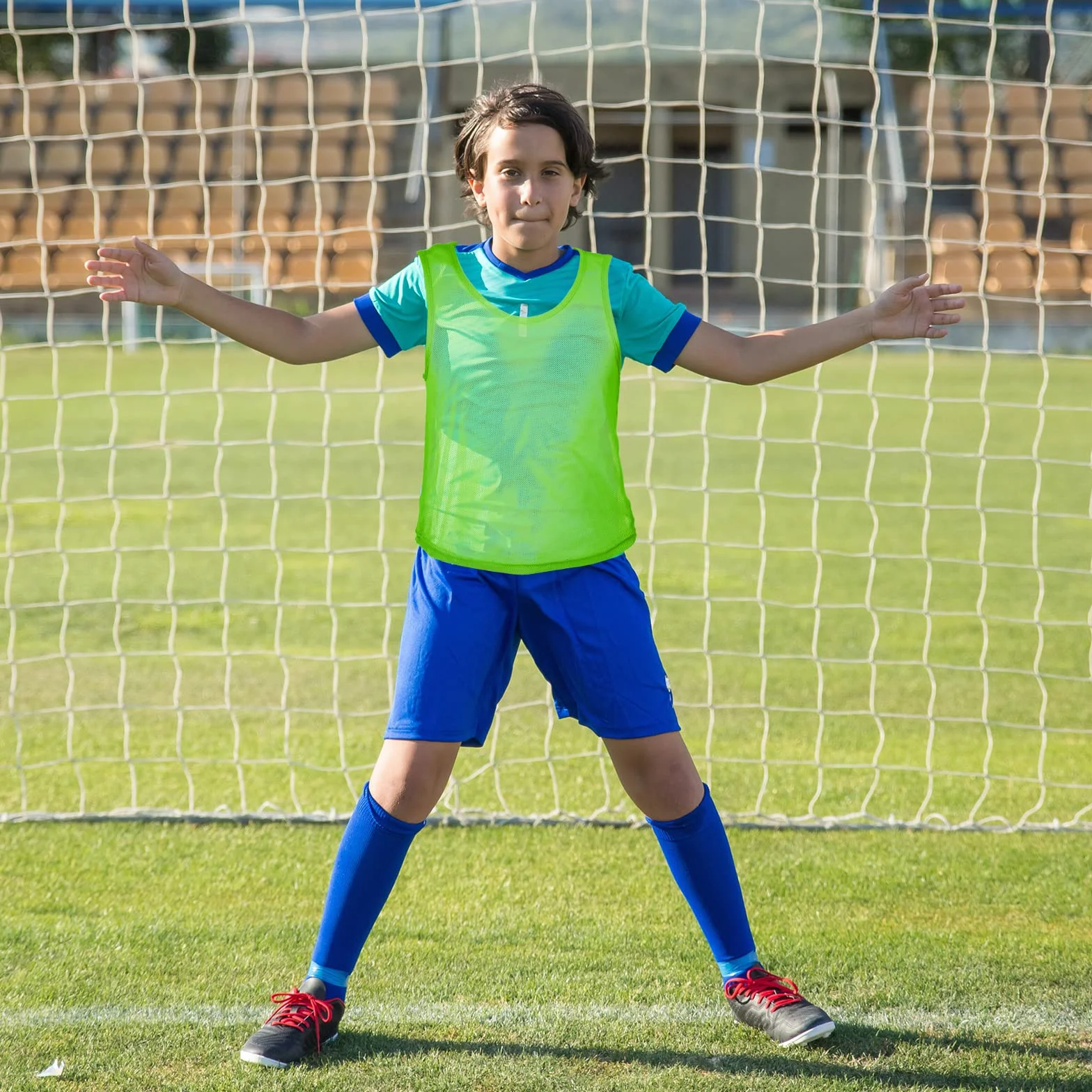 Savita 12 Pz Gilet Scrimmage in Rete di Nylon Verde Fluorescente per Calcio Basket Bambini