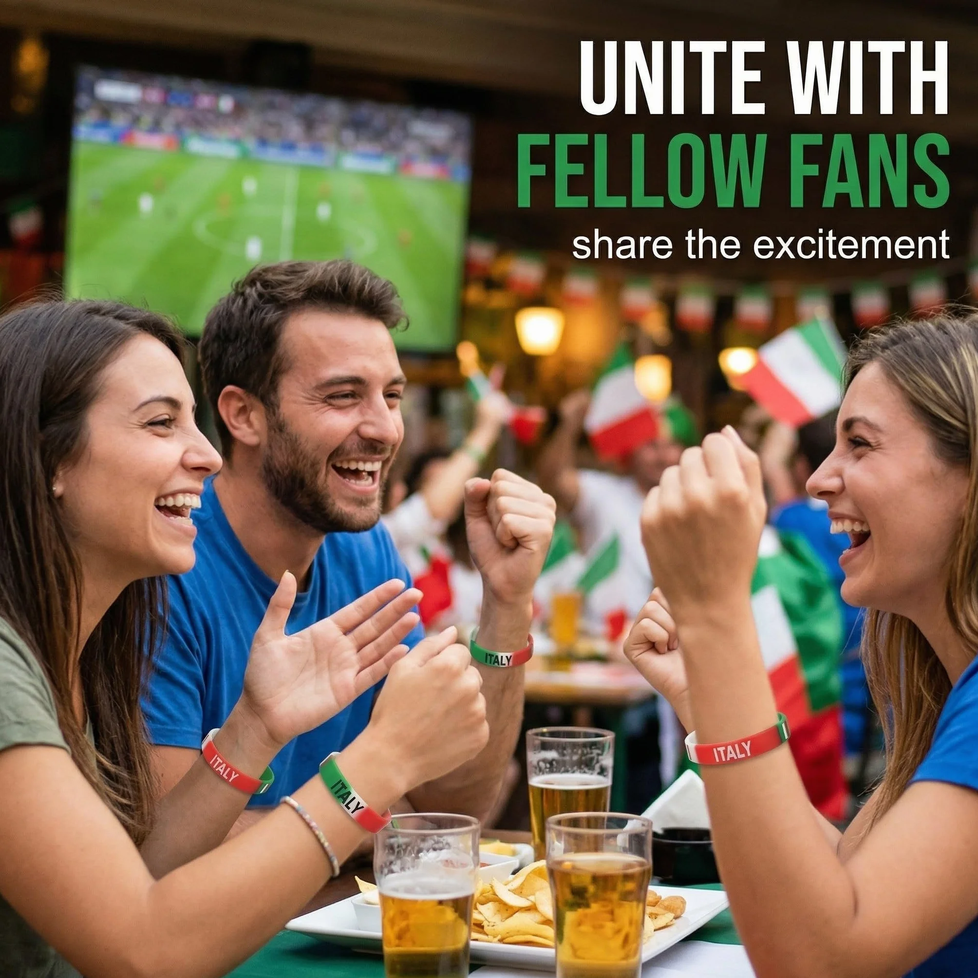 Set di 3 Braccialetti Italia in Silicone Blu, Braccialetto Nazionale Italiana per Tifosi di Calcio e Sport, Circonferenza 20cm, Accessori Unisex per Partite ed Eventi