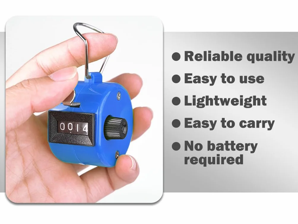 Contatore Clicker Metallico 8 Pezzi Mano Contatori di Conteggio 4 Cifre Meccanico per Sport Golf Allenatore Scuola
