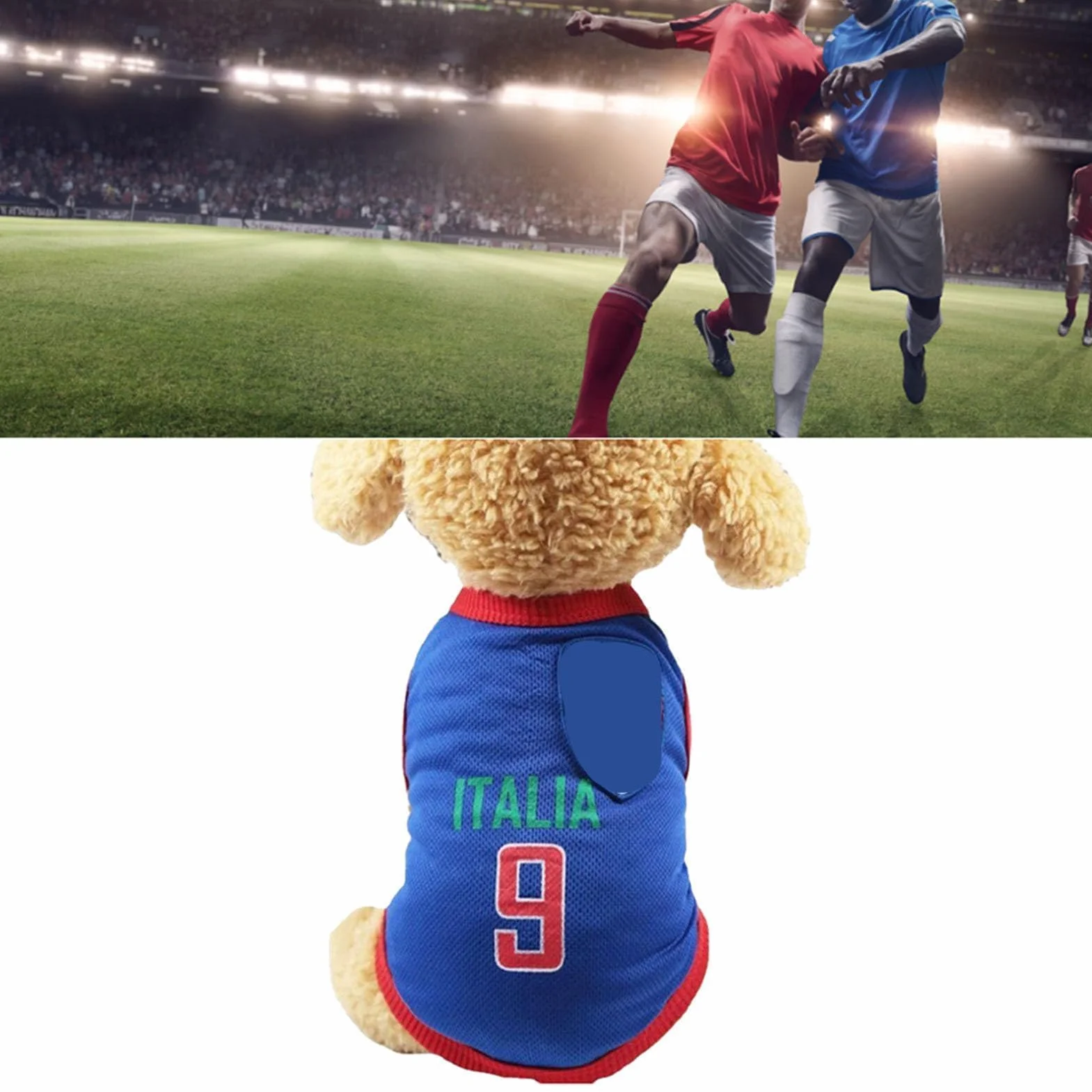 Maglia da Calcio per Cani Piccoli, Medi e Grandi (XL-Blu) - Gilet Sportivo Nazionale