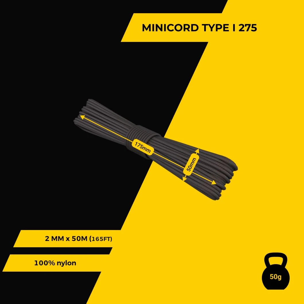 Nylon Paracord 275 2 mm 3-Strand Rope 15 m Black