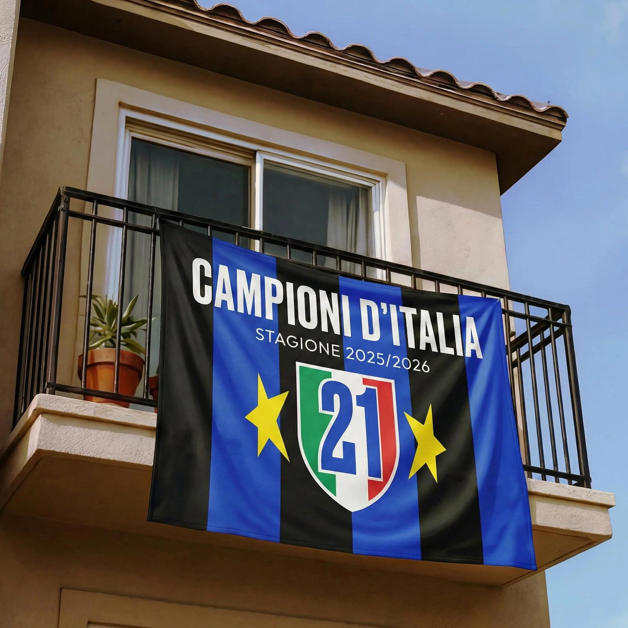 Bandiera Inter 21 Scudetto Neroazzurra 100x150 cm Stagione 2025/26