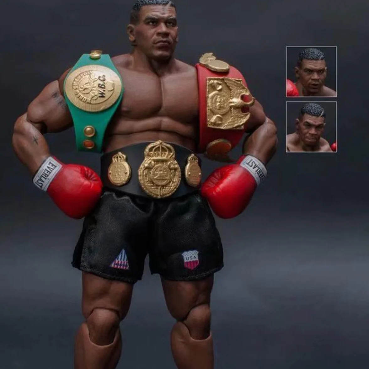 Action figure del campione di boxe|Modelli del personaggio di Tyson e accessori|3 sculture di teste 3 cinture|Oggetti da collezione per appassionati di boxe|regalo di compleanno